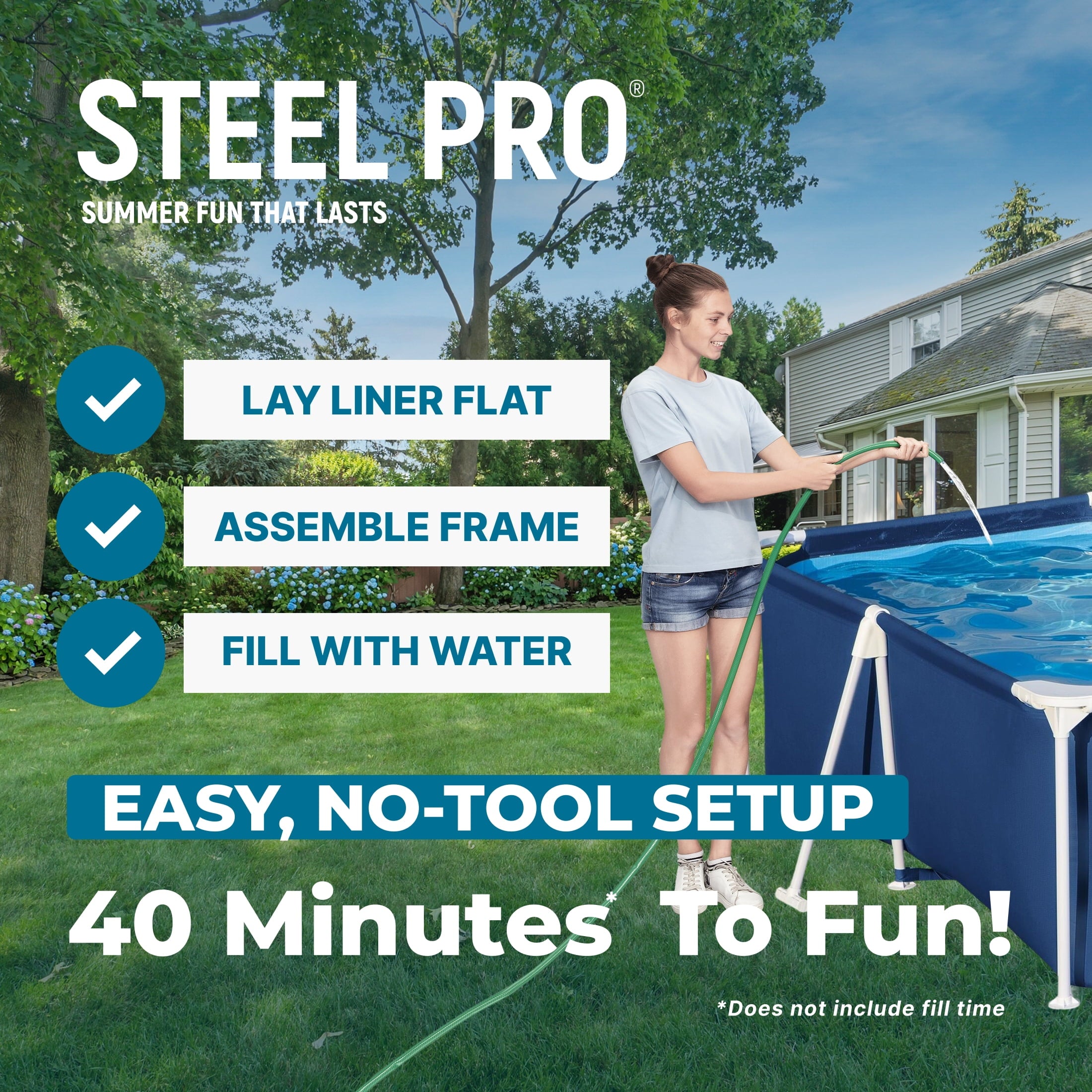 Bestway Steel Pro Rectangle Above Ground Pool Set, 12' x 6'7 x 26