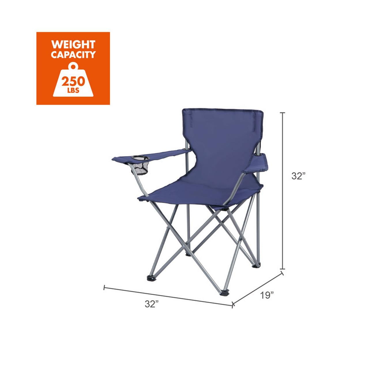 Ozark Trail Quad Folding Camp Chair with Cup Holder, Black