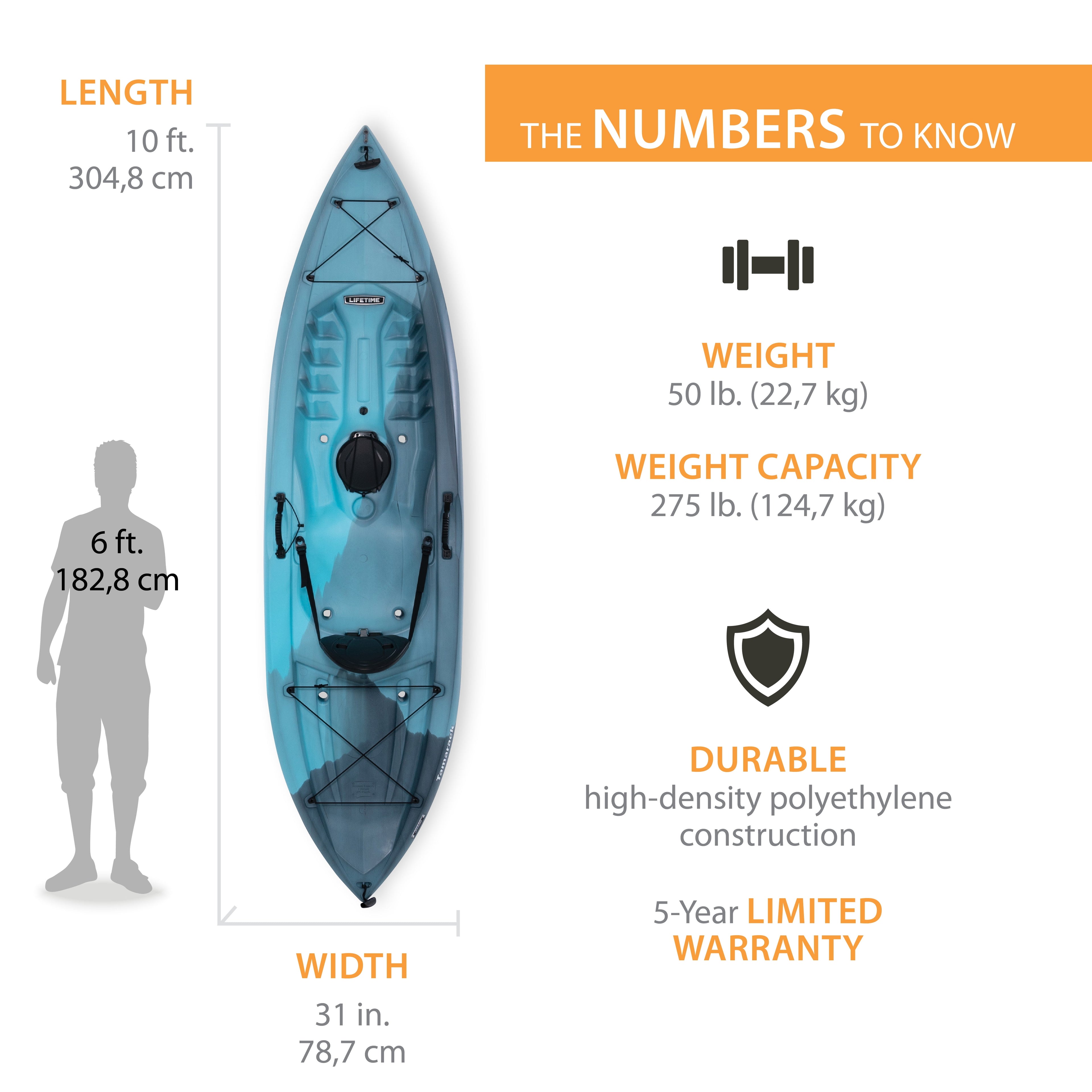 Lifetime Tamarack Angler 10 ft Sit-On-Top Fishing Kayak with Paddles, 2 Pack, Tan (90806)