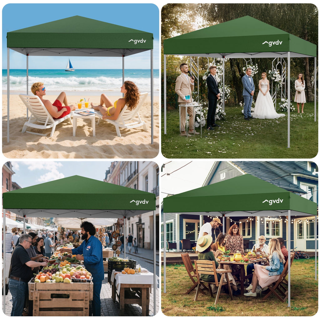 GVDV Canopy Tent, 10x10 ft Easy Pop up Outdoor Canopy Tent, Portable Straight Leg Gazebo Instant Canopy, Blue