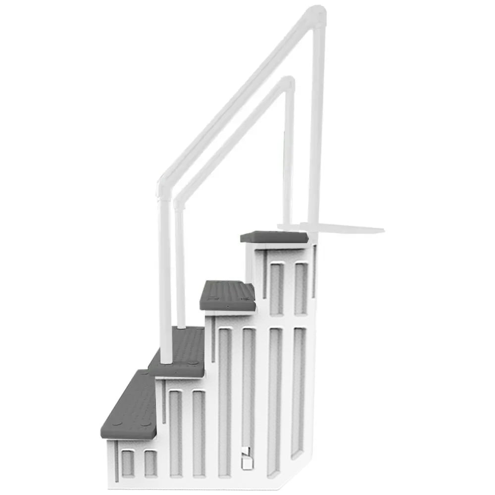Aqua Select White Outside Flip-up Safety Ladder for Above Ground Pools 48-54H