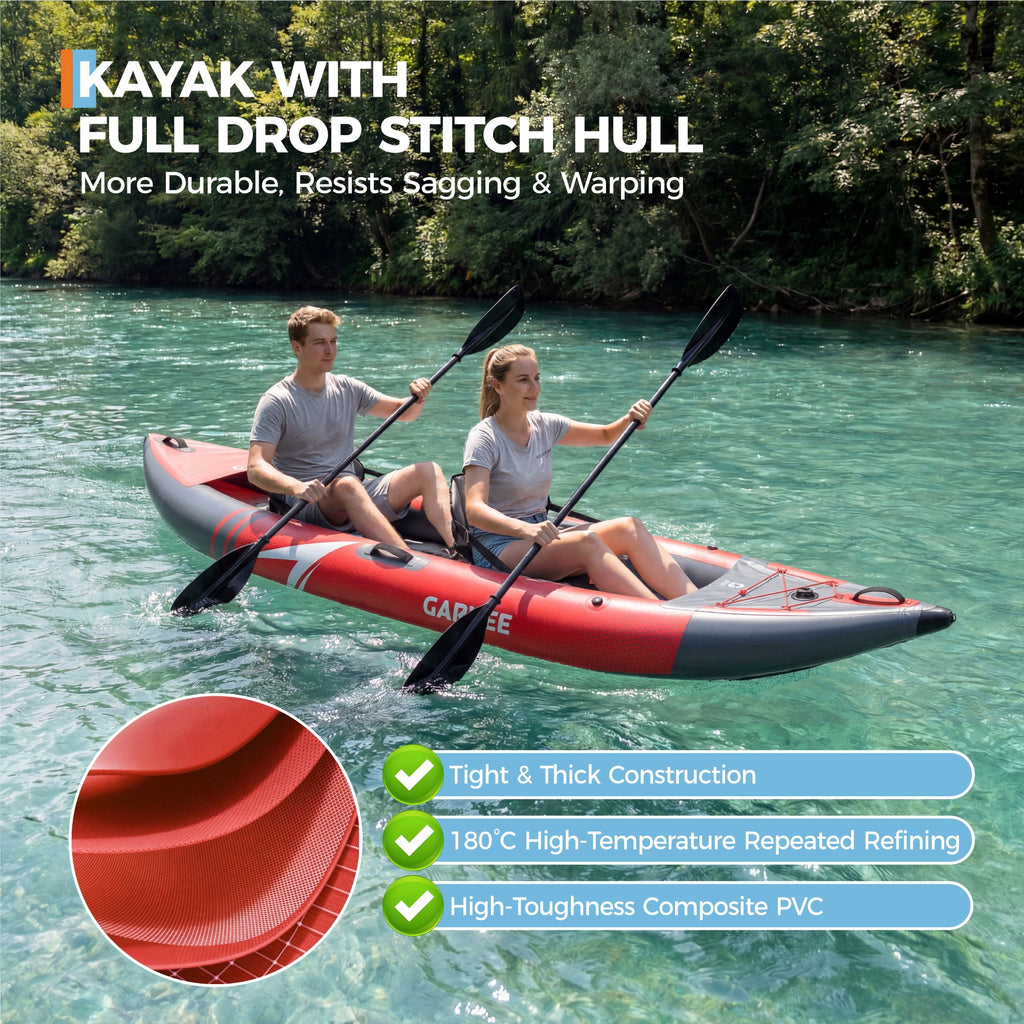 Garvee Inflatable Kayak Set for 1 Person, 118 x 36 x 16, Blue