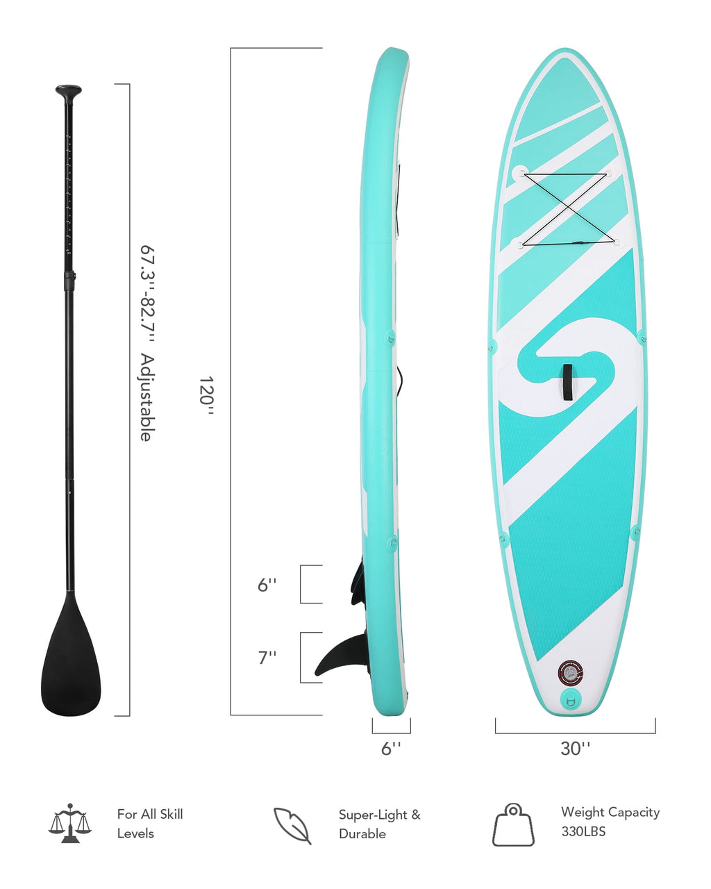 Naipo Inflatable Paddle Board Stand Up Paddle Board 6 in Thick with Sup Accessories and Carry Bag and Fast Pumping for Adults and Youth