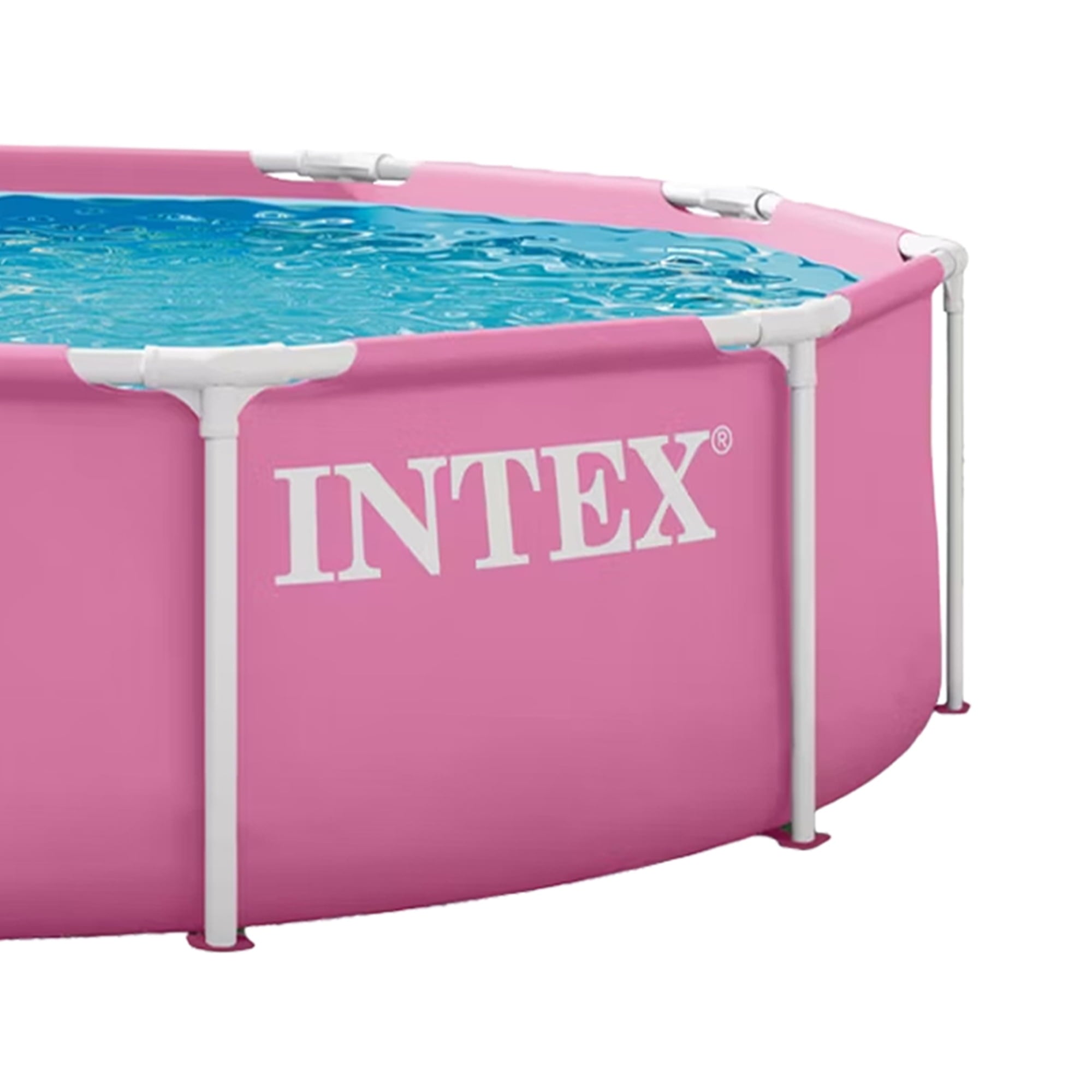 INTEX Rectangular Metal Frame 7ft x 23in Above Ground Swimming Pool, Pink