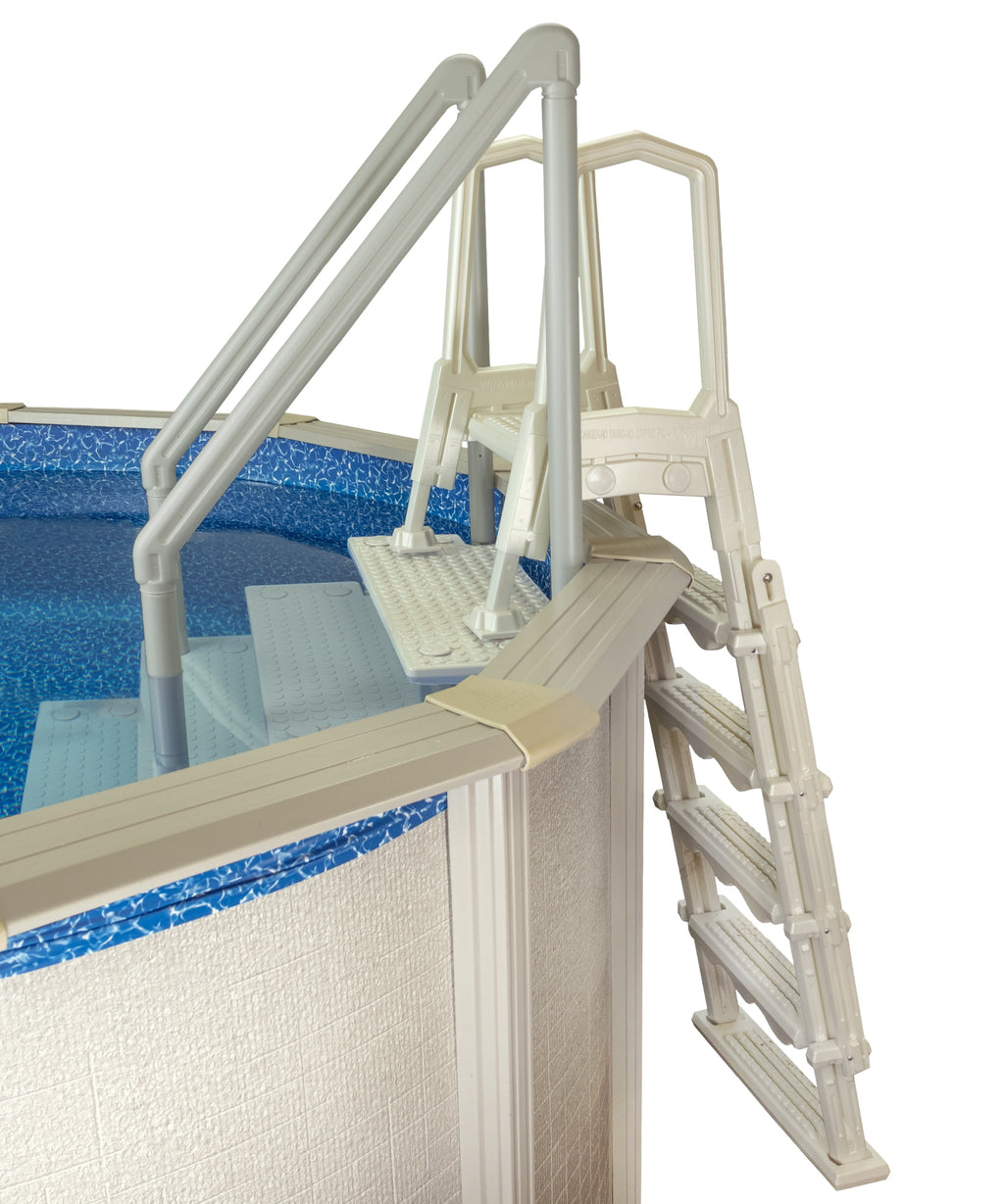 Aqua Select White Outside Flip-up Safety Ladder for Above Ground Pools 48-54H
