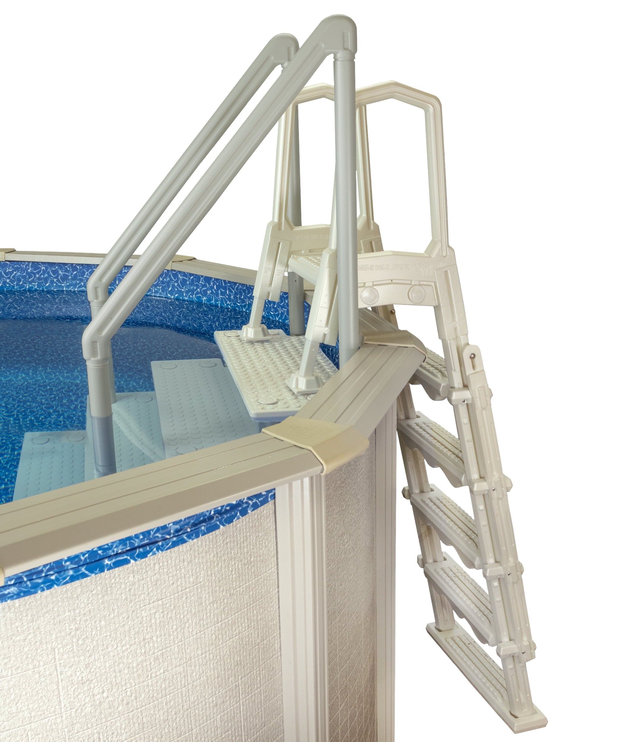Aqua Select White Outside Flip-up Safety Ladder for Above Ground Pools 48-54H