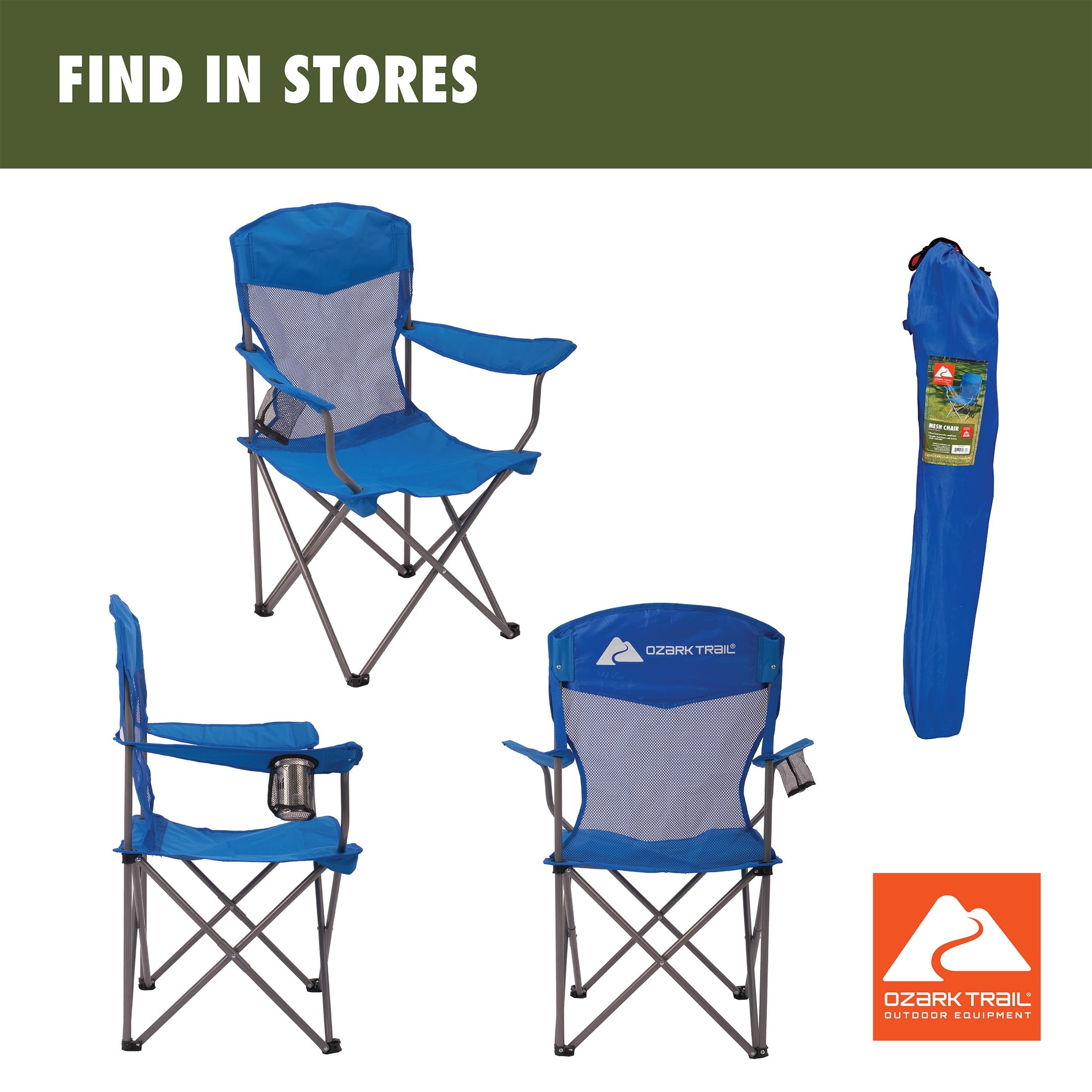 Ozark Trail Basic Mesh Chair Blue, Adult