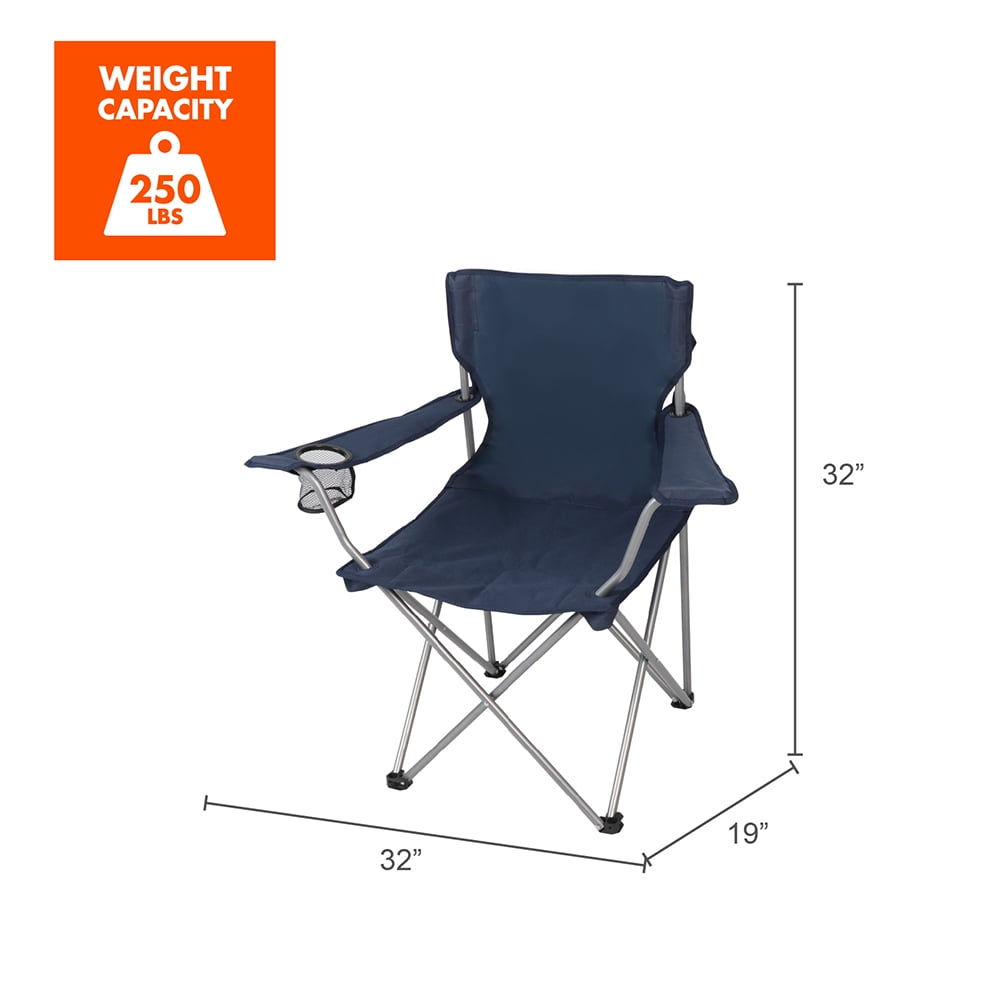 Ozark Trail Quad Folding Camp Chair with Cup Holder, Black