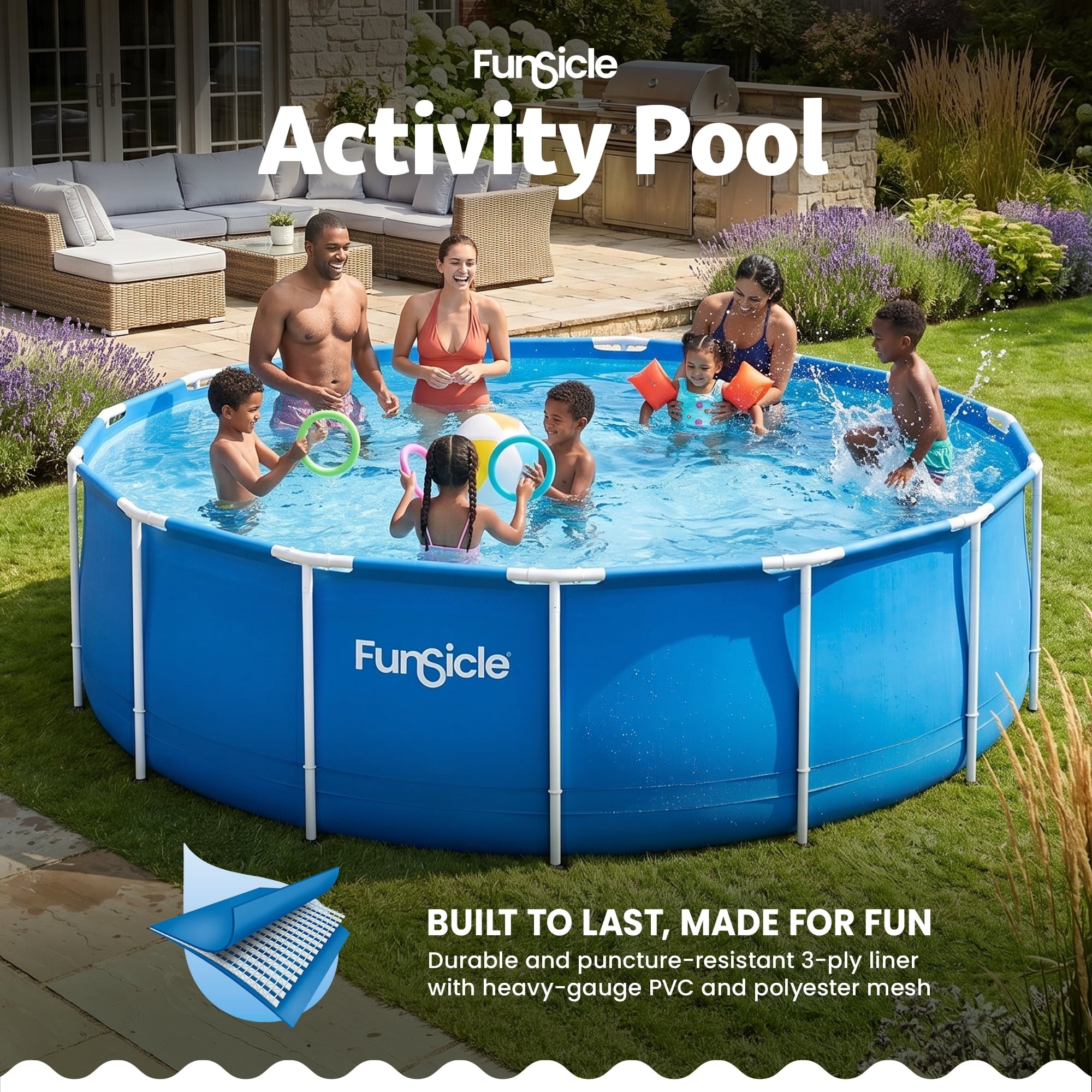 Funsicle 8' x 30 Outdoor Activity Round Frame Above Ground Swimming Pool Set