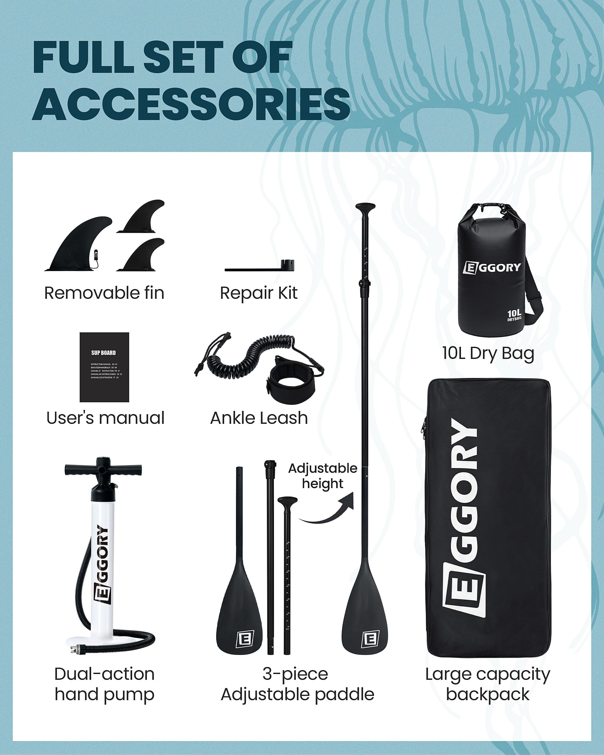 EGGORY 11 ft Inflatable Paddle Boards Stand Up Paddle Board with Full SUP Accessories