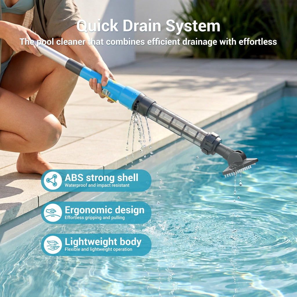 Efurden Cordless Pool Vacuum, Handheld Pool Vacuum with Running Time up to 60-Minutes for Small Above Ground Pools, Hot Tubs and Spas (Green)
