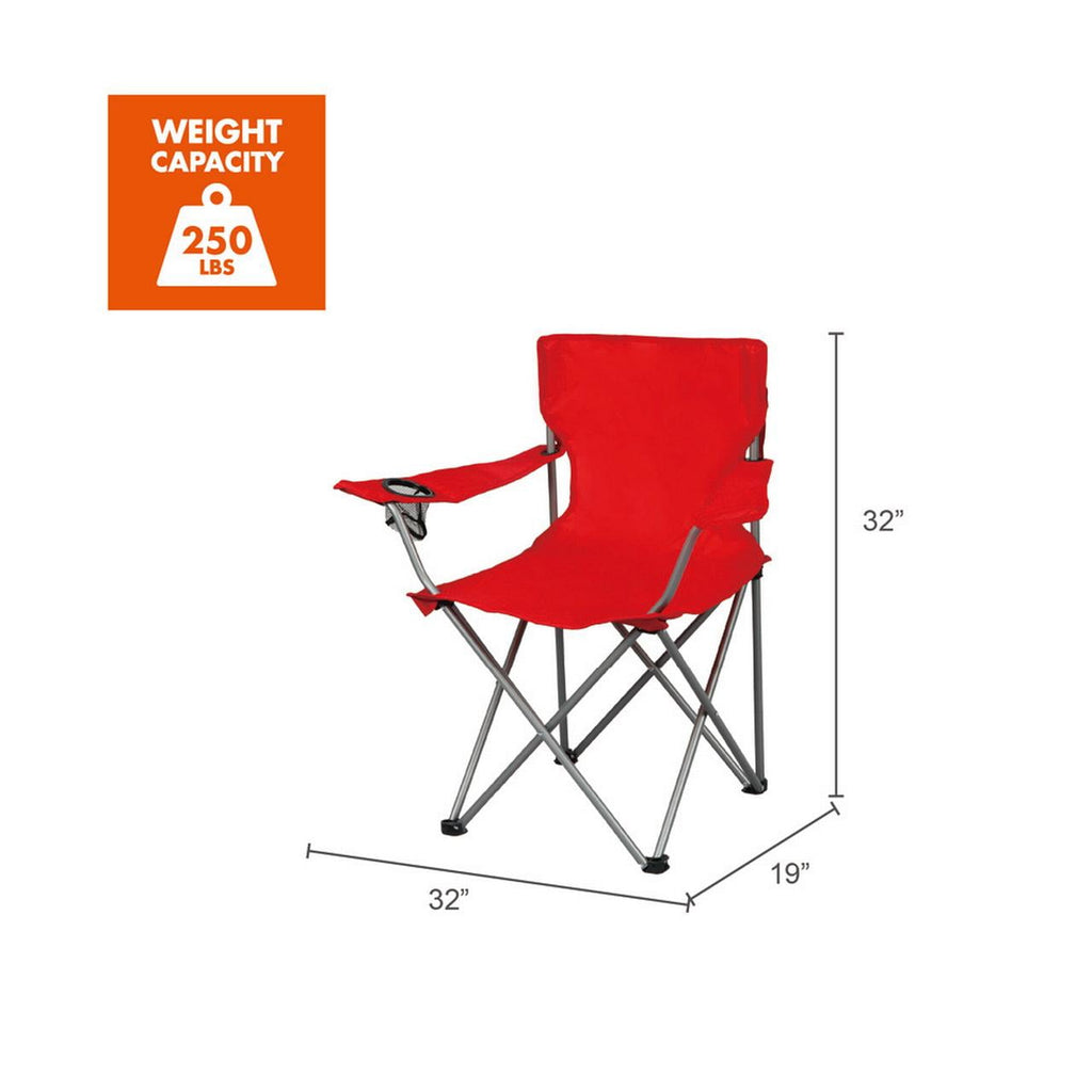 Ozark Trail Quad Folding Camp Chair with Cup Holder, Black