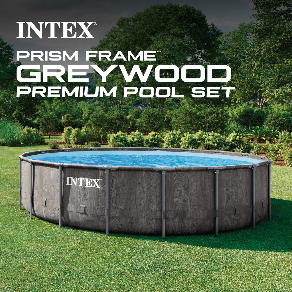 INTEX Round Prism Frame 15ft x 48in Above Ground Swimming Pool Set w/ Pump