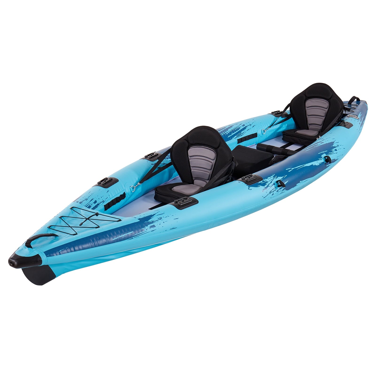 KFFKFF 2-Person Inflatable Kayak, 700LBS Capacity, Durable & Leak-Resistant Design with Padded Seats, PVC Drop-Stitch Floor, Dual Paddles, Hand Pump, and Carry Bag for Fishing and Camping
