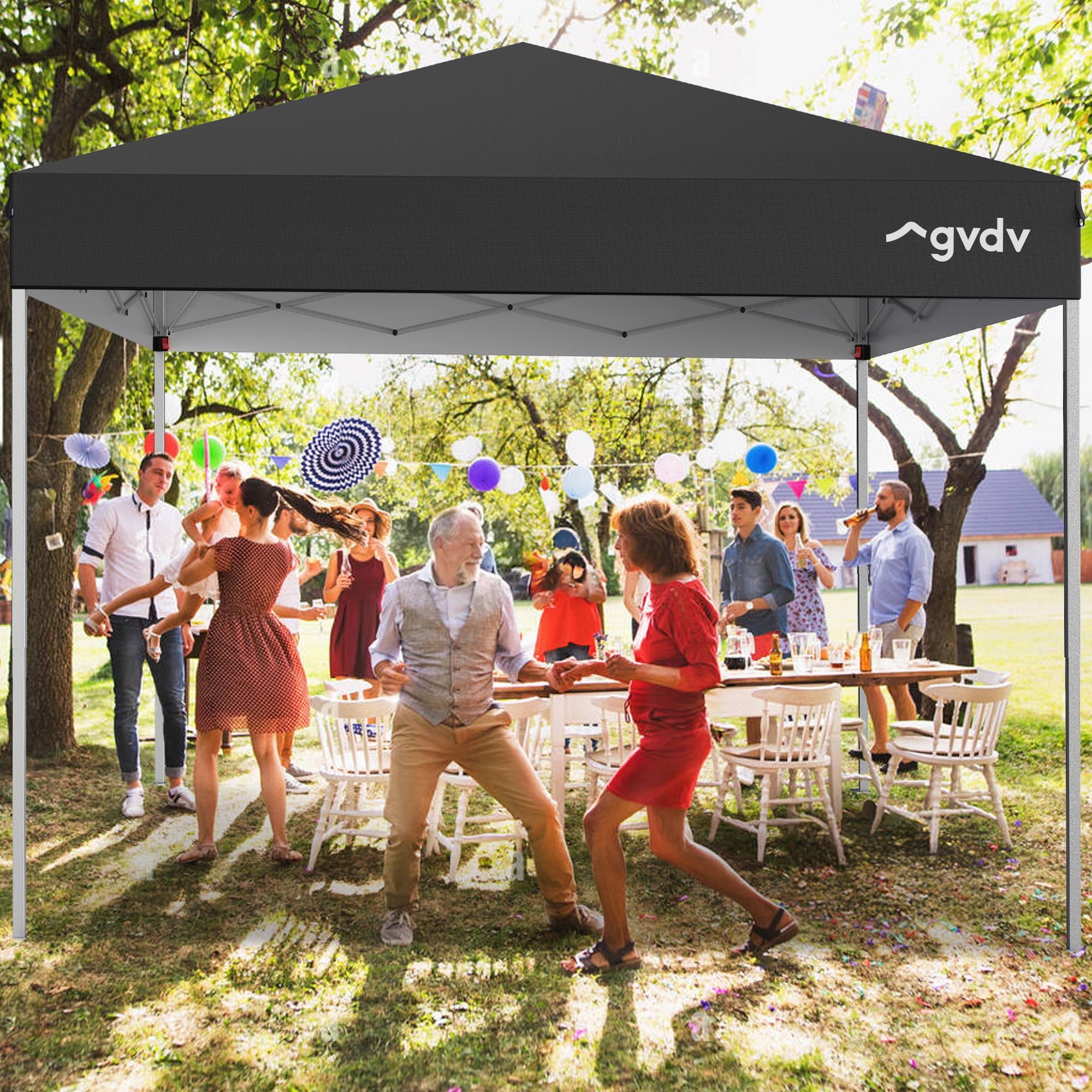 GVDV Canopy Tent, 10x10 ft Easy Pop up Outdoor Canopy Tent, Portable Straight Leg Gazebo Instant Canopy, Blue