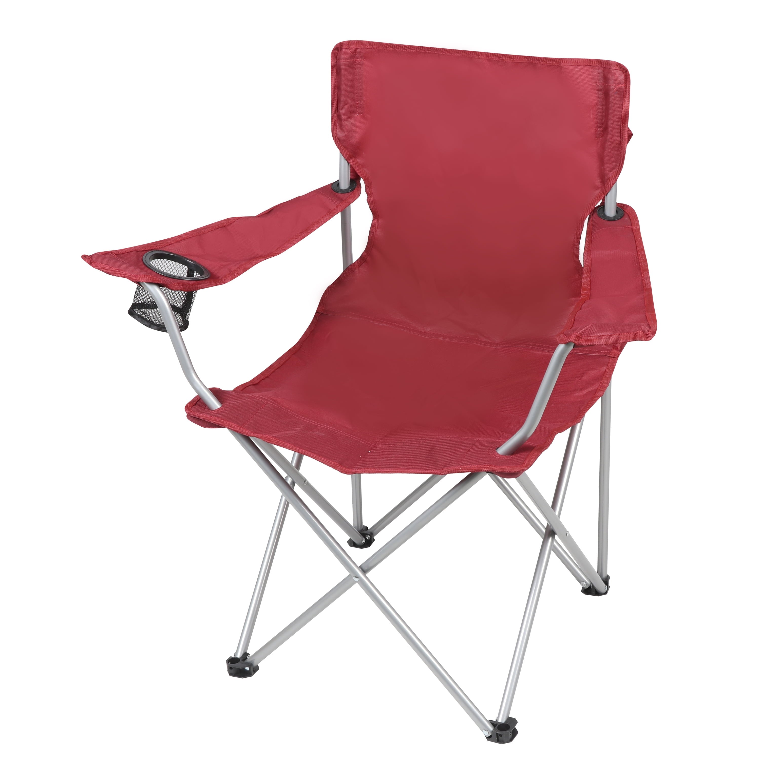 Ozark Trail Quad Folding Camp Chair with Cup Holder, Black
