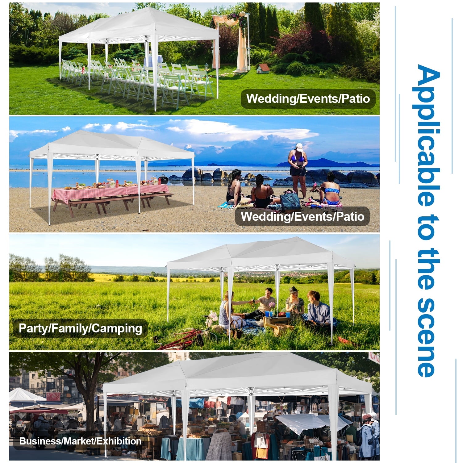 HOTEEL 10x10ft Popup Canopy Waterproof Canopy with 4 Sidewalls Outdoor Commercial Instant Shelter Beach Camping Canopy Tent for Party, Black