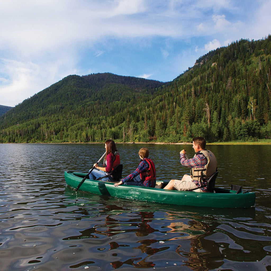 Lifetime Kodiak 13 ft Canoe with Paddles, Molded Seats, Skeg Wheel, Red (90658)