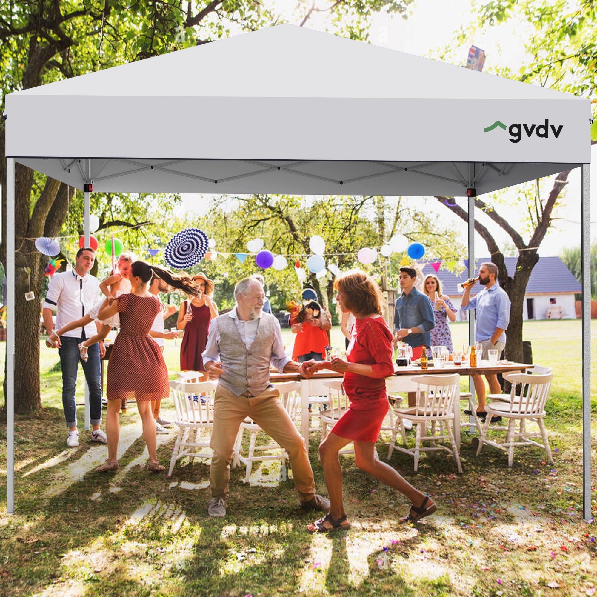 GVDV Canopy Tent, 10x10 ft Easy Pop up Outdoor Canopy Tent, Portable Straight Leg Gazebo Instant Canopy, Blue
