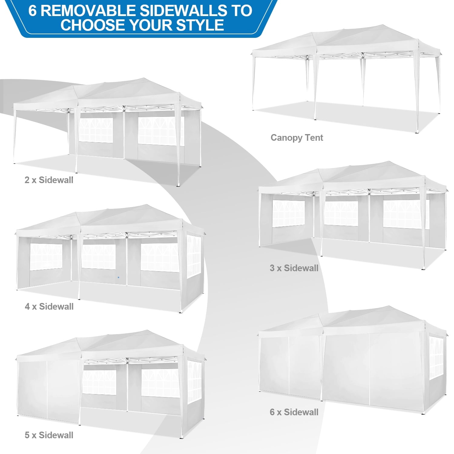 HOTEEL 10x10ft Popup Canopy Waterproof Canopy with 4 Sidewalls Outdoor Commercial Instant Shelter Beach Camping Canopy Tent for Party, Black