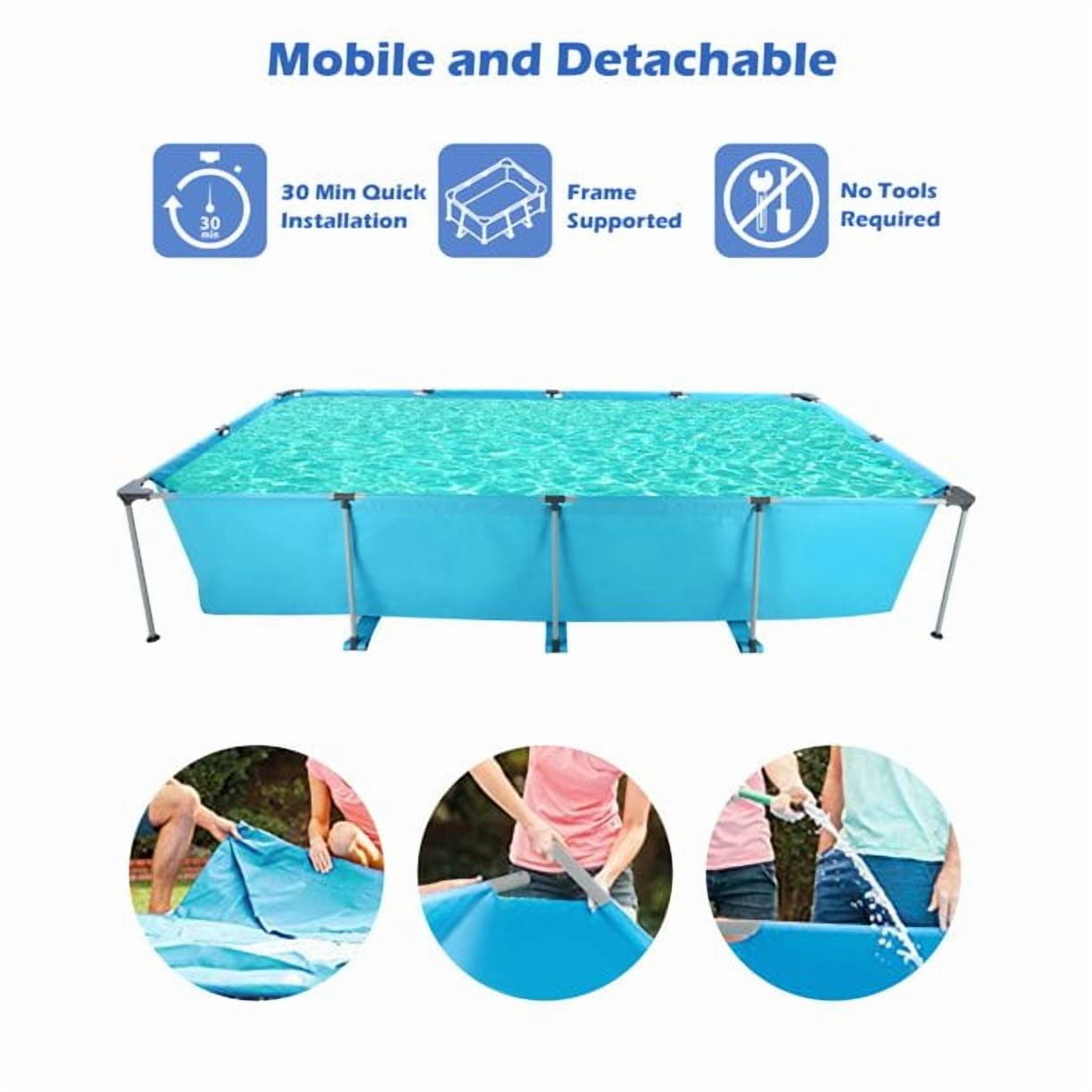 GASKY 15FT Swimming Pool Metal Frame Rectangular Frame Outdoor Backyard Above Ground Family Teenagers Splash