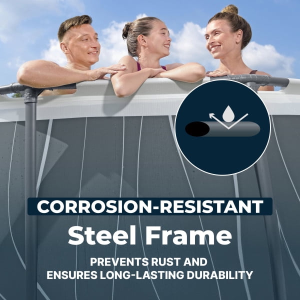 Bestway Steel Pro MAX 15'x42 Metal Frame Above Ground Pool Set w/Color-Changing LED Light