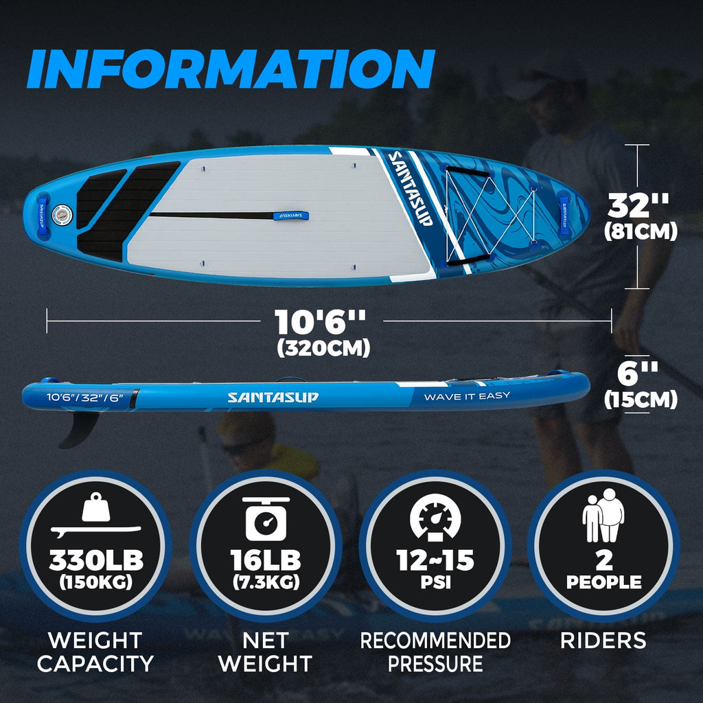 Santasup Blow Up Paddle Board Inflatable Paddle Board For Adults, 10ft Stand Up Paddleboard, Sup Board With Sup Accessories, Non-Slip Deck, Adjustable Paddle, Travel Backpack Wide Stance Pink
