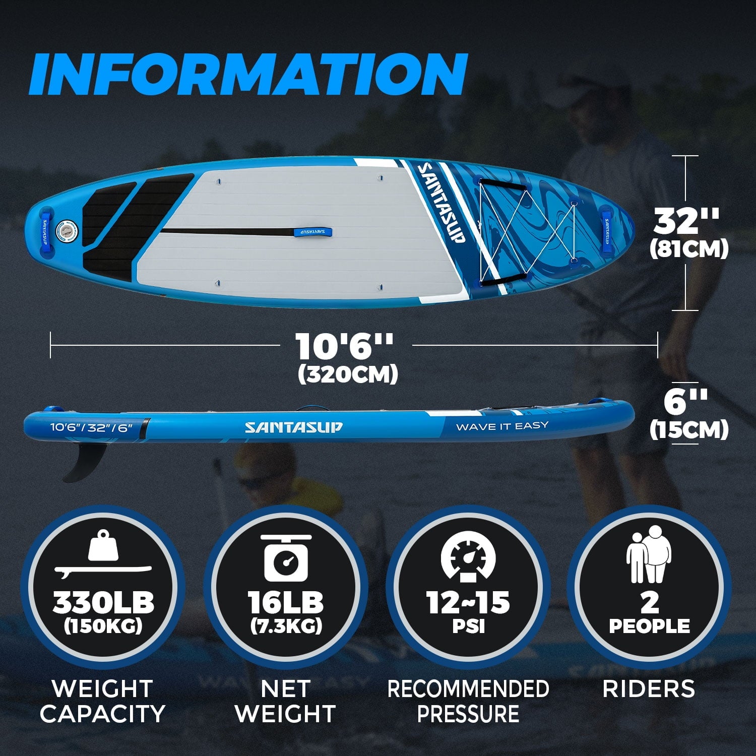 Santasup Blow Up Paddle Board Inflatable Paddle Board For Adults, 10ft Stand Up Paddleboard, Sup Board With Sup Accessories, Non-Slip Deck, Adjustable Paddle, Travel Backpack Wide Stance Pink