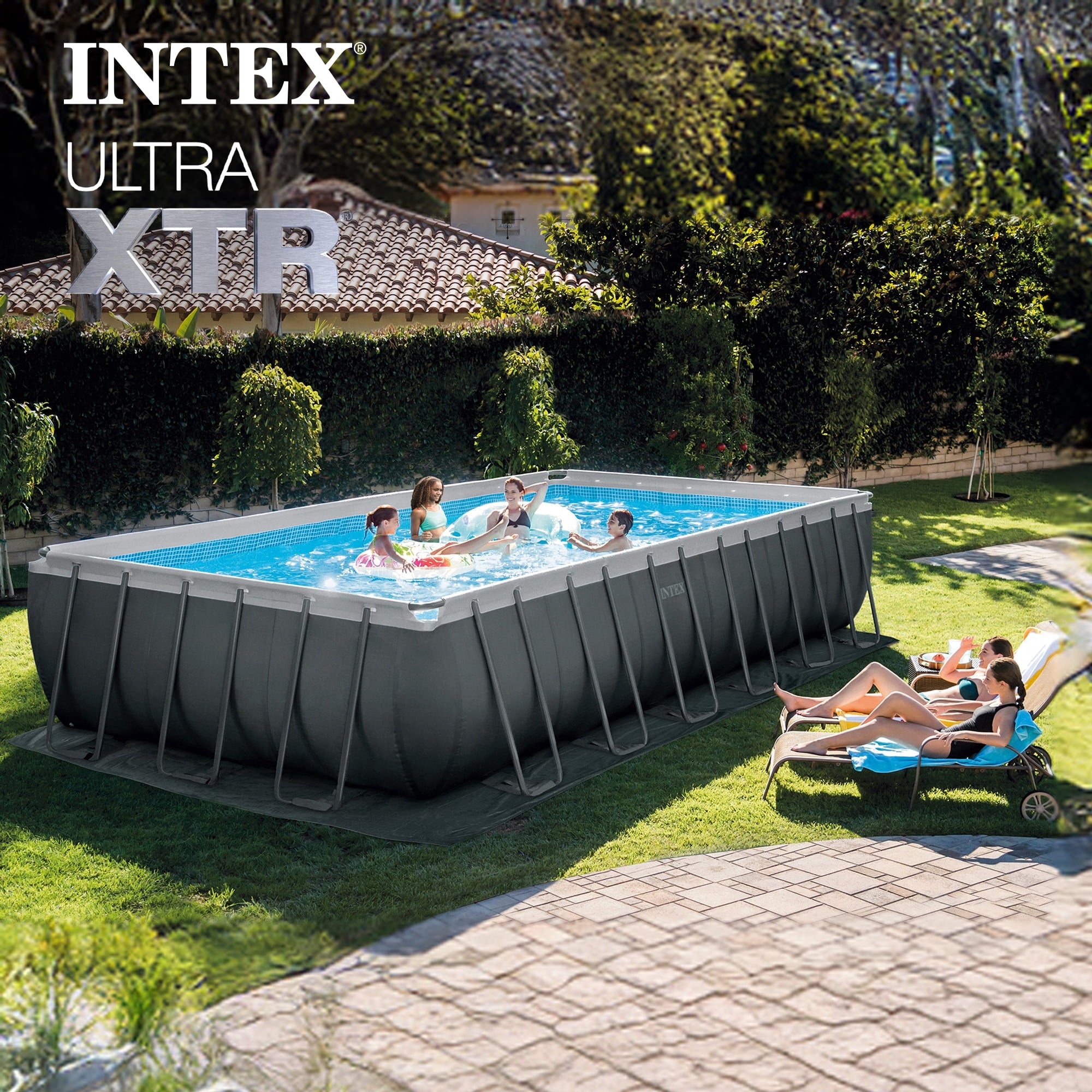 INTEX 24ft x 12ft x 52in Ultra XTR Above Ground Pool, Floats (2 Pack), & Inflatable Cooler