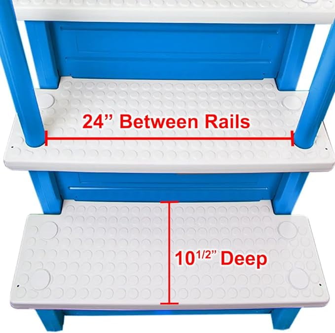 Aqua Select White Outside Flip-up Safety Ladder for Above Ground Pools 48-54H