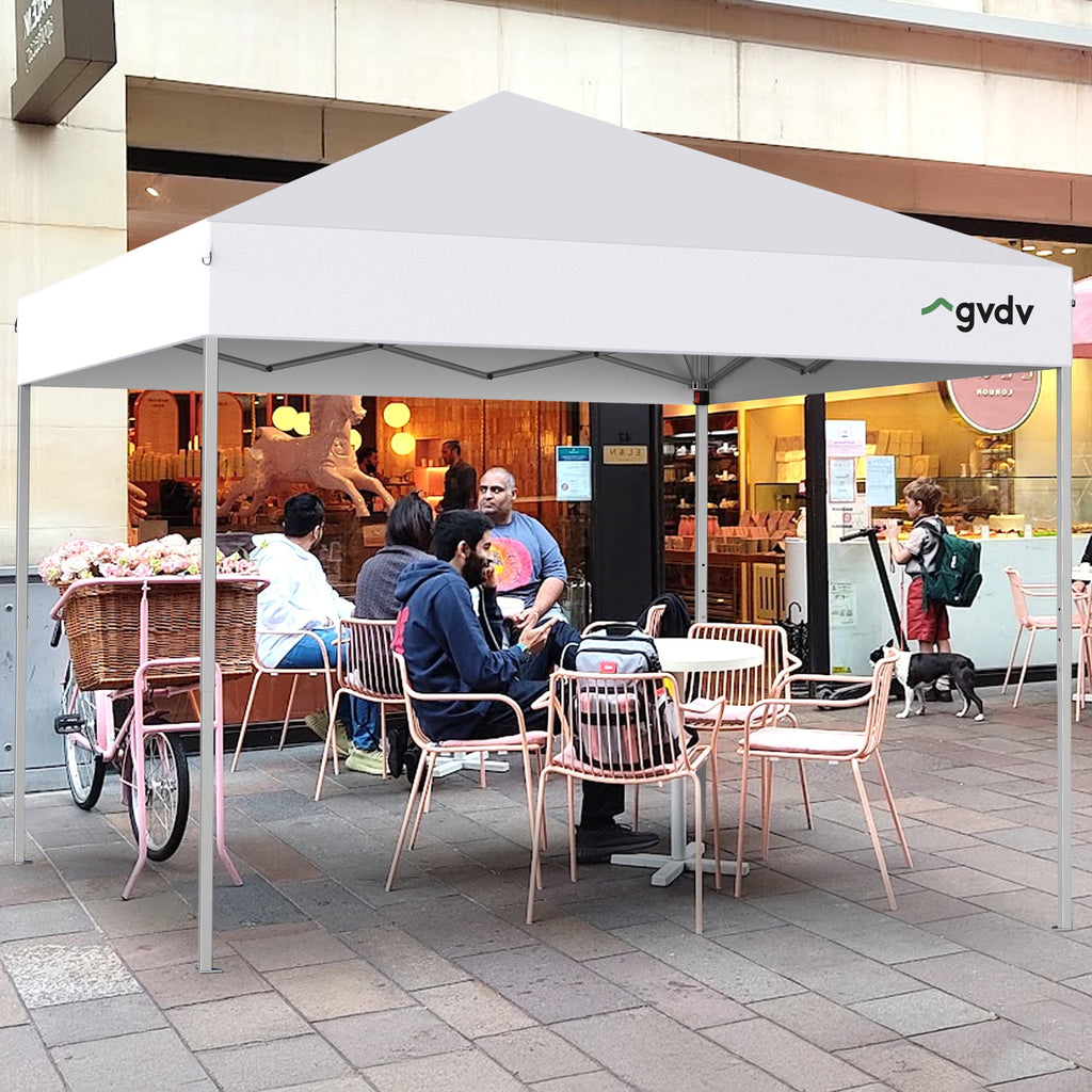 GVDV Canopy Tent, 10x10 ft Easy Pop up Outdoor Canopy Tent, Portable Straight Leg Gazebo Instant Canopy, Blue