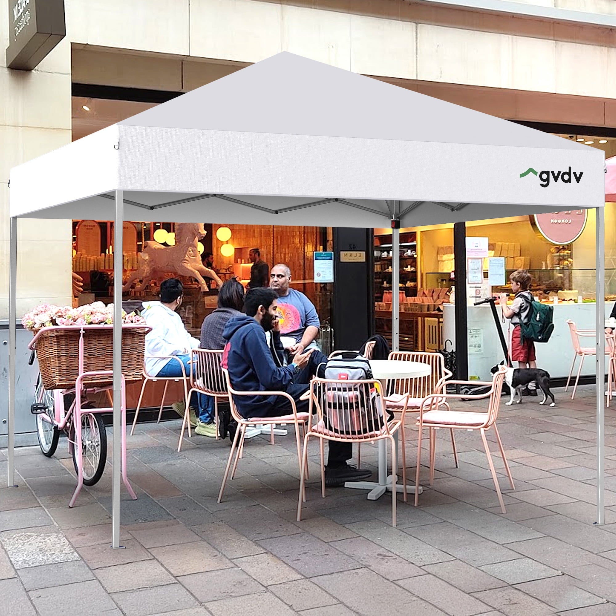 GVDV Canopy Tent, 10x10 ft Easy Pop up Outdoor Canopy Tent, Portable Straight Leg Gazebo Instant Canopy, Blue