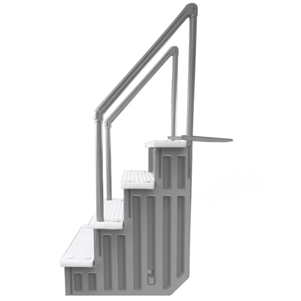 Aqua Select White Outside Flip-up Safety Ladder for Above Ground Pools 48-54H