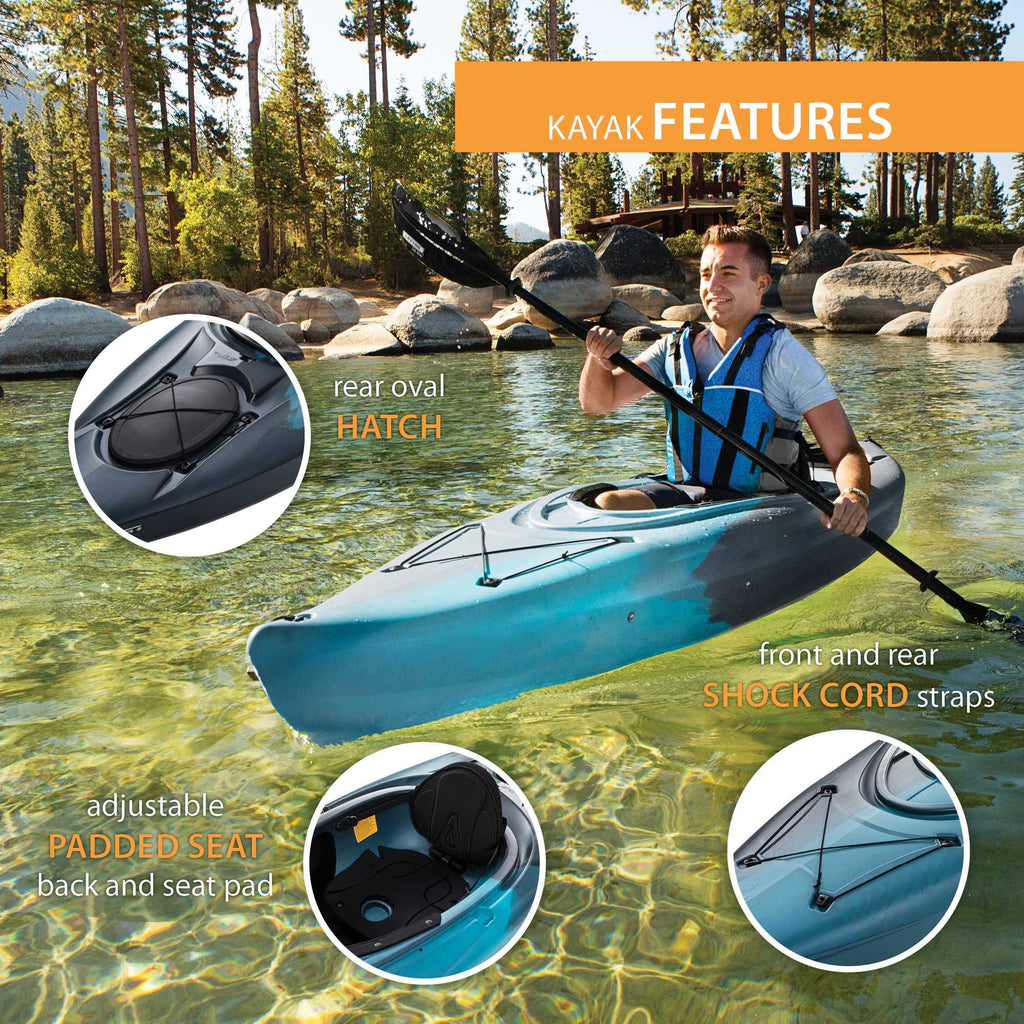 Lifetime Guster 10 ft Sit-Inside Kayak with Paddle, Emerald Fusion (91354)
