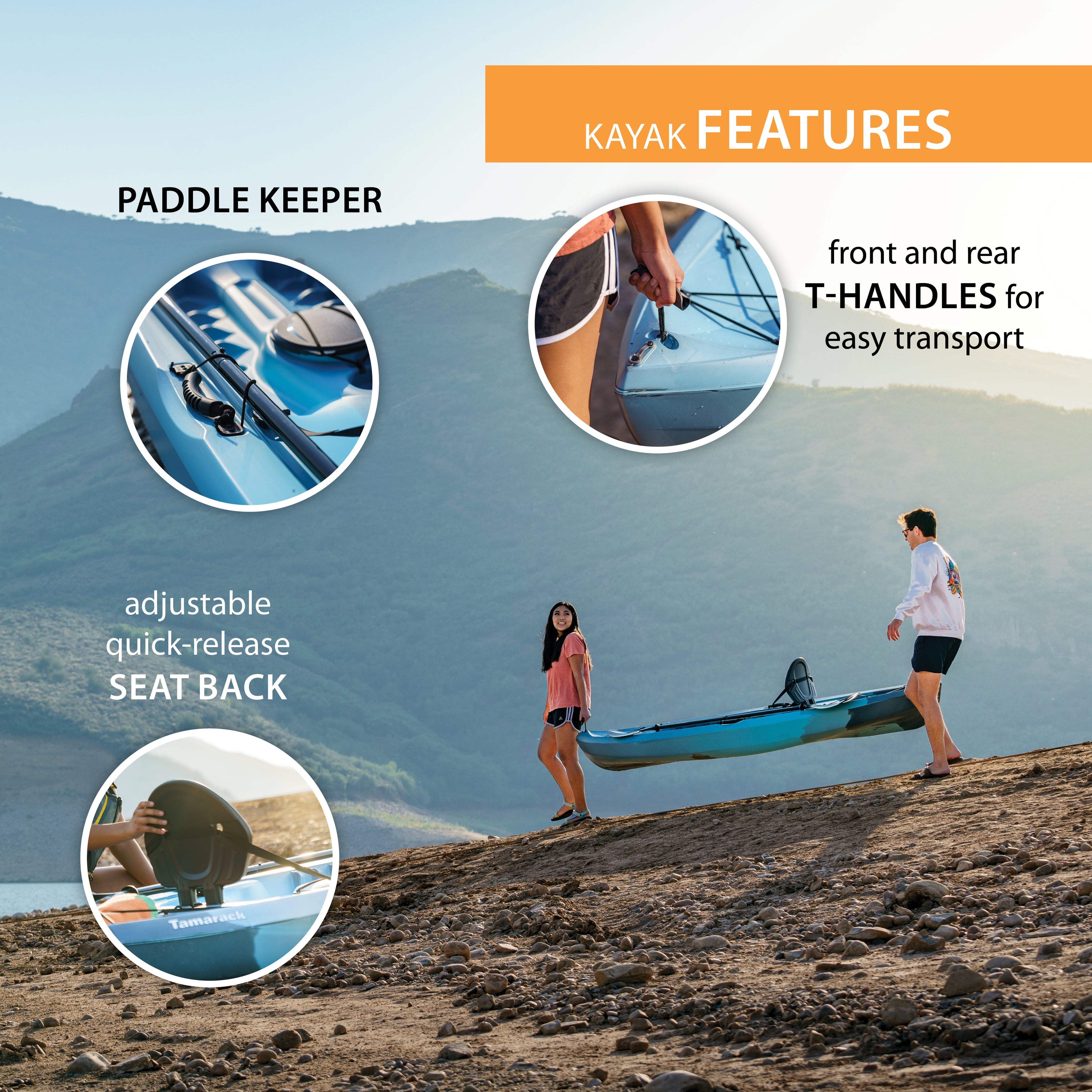 Lifetime Tamarack Angler 10 ft Sit-On-Top Fishing Kayak with Paddles, 2 Pack, Tan (90806)