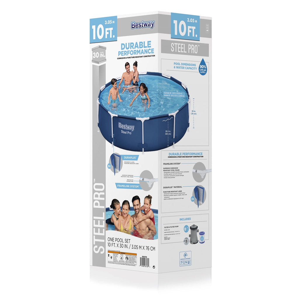 Bestway Steel Pro 10' x 30 Above Ground Swimming Pool Set with Filter Pump