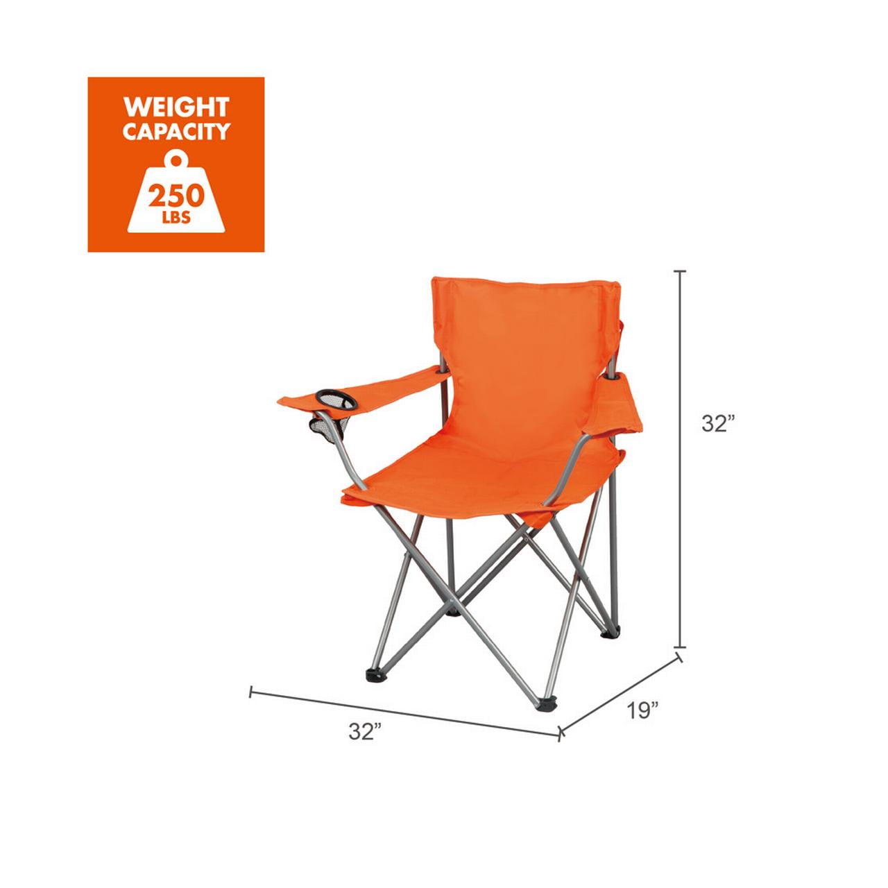 Ozark Trail Quad Folding Camp Chair with Cup Holder, Black