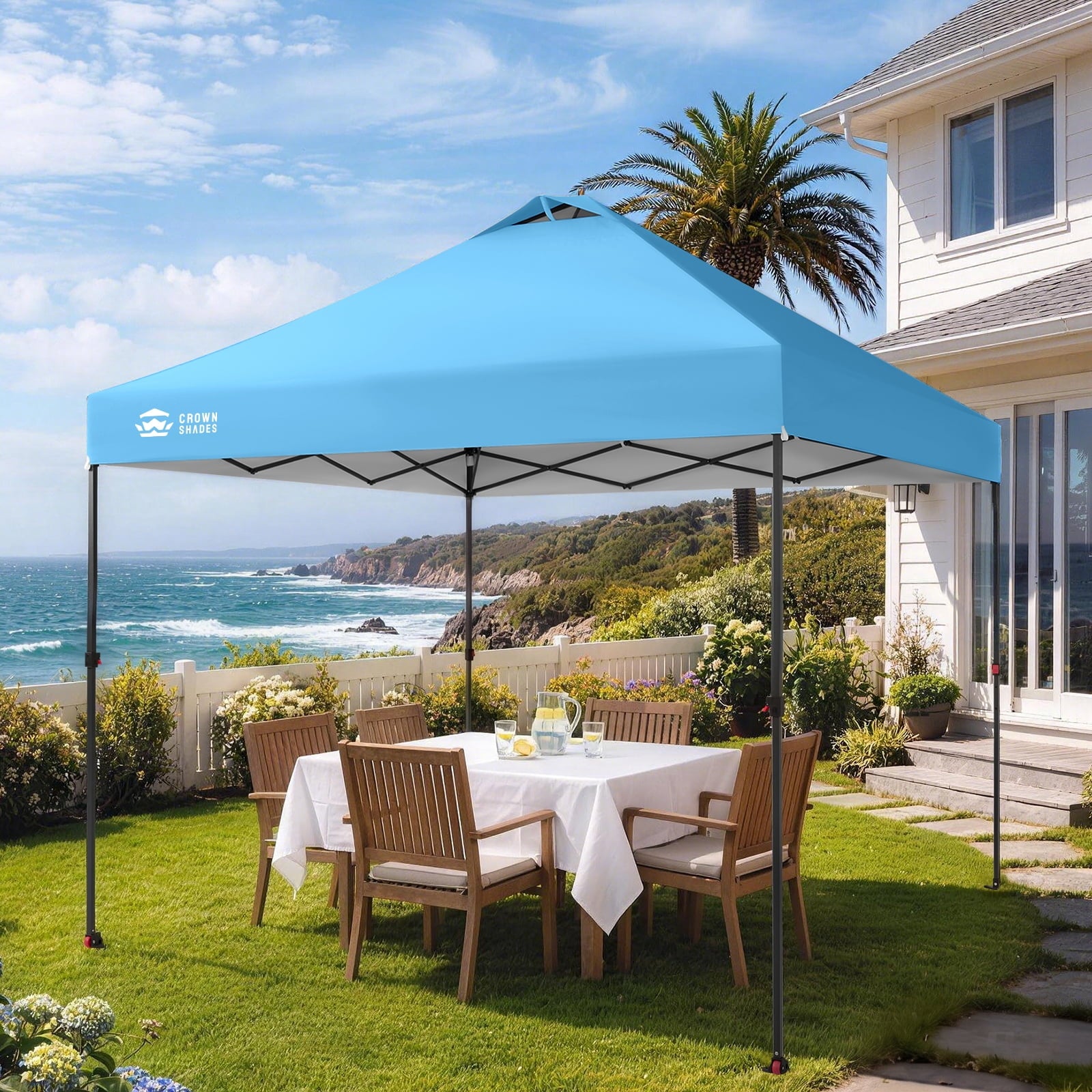 CROWN SHADES 10x10 Pop Up Canopy Patented Center Lock One Push Instant Outdoor Canopy Tent Grey