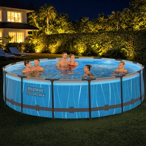 Bestway Steel Pro MAX 15'x42 Metal Frame Above Ground Pool Set w/Color-Changing LED Light