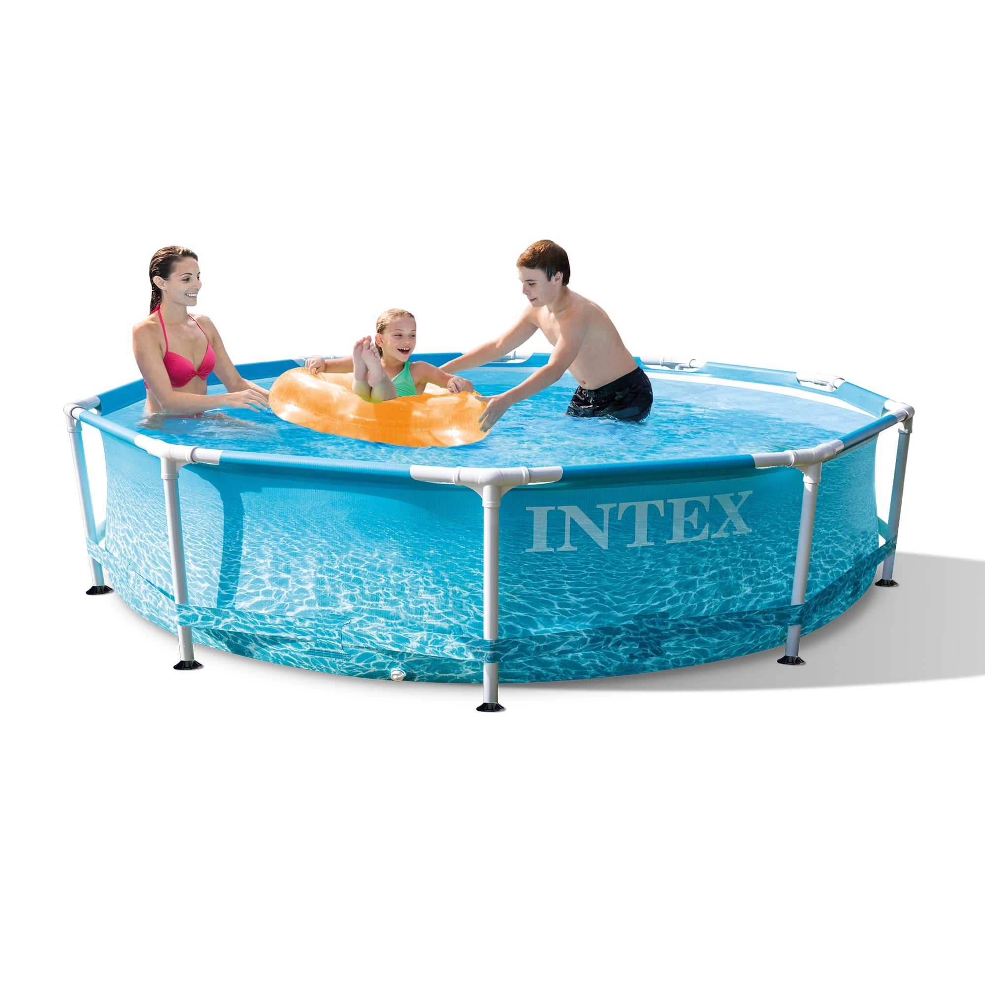 Intex: Beachside Metal Frame Pool - 10' x 30 - Above Ground Swimming, Puncture-Rust Resistant, T-Joint Setup, Family Water Play, 1185 Gal, 28206EP