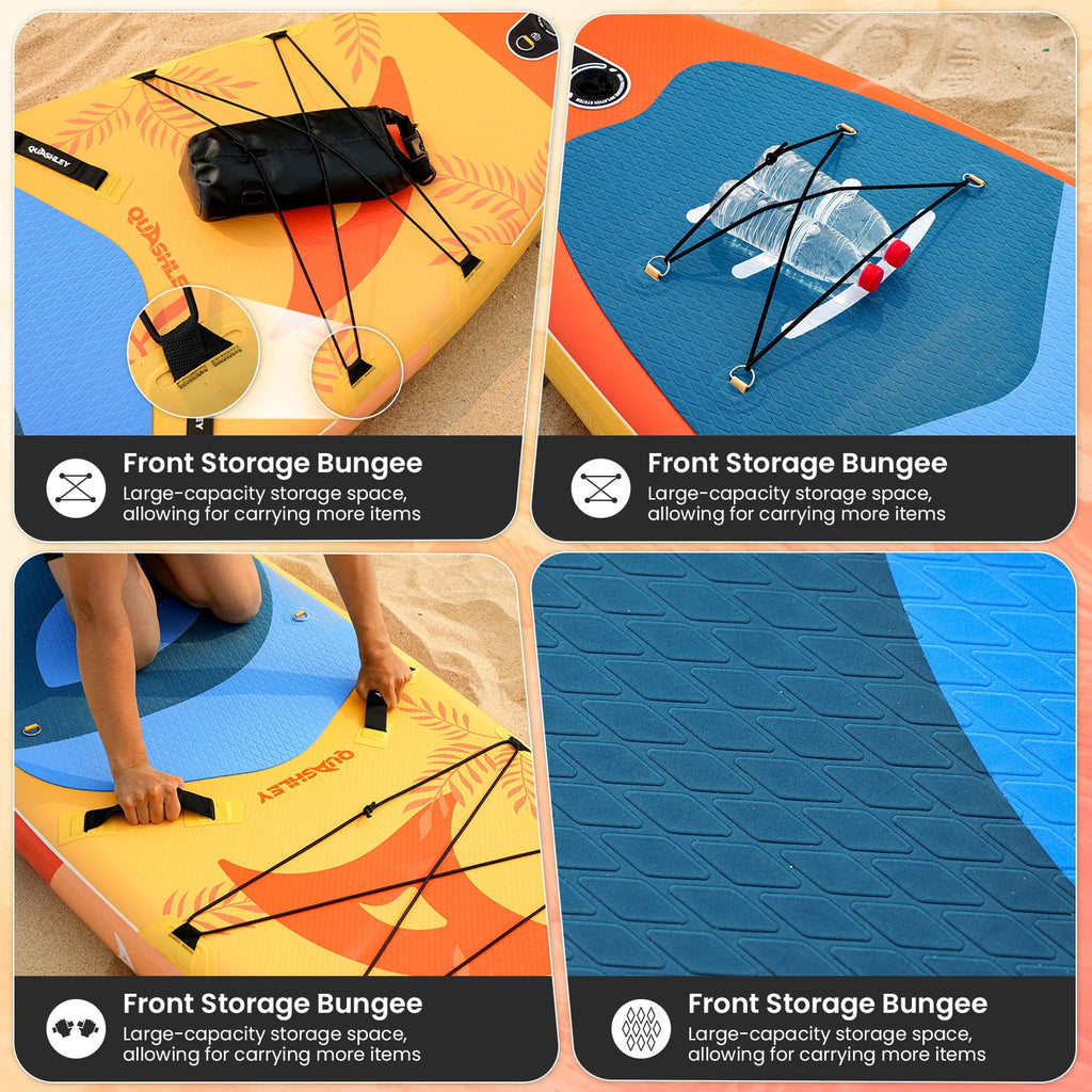 Quashley Inflatable Paddle Board 11' x 34 Wide All-Around SUP with Paddle, Pump, Backpack & Leash