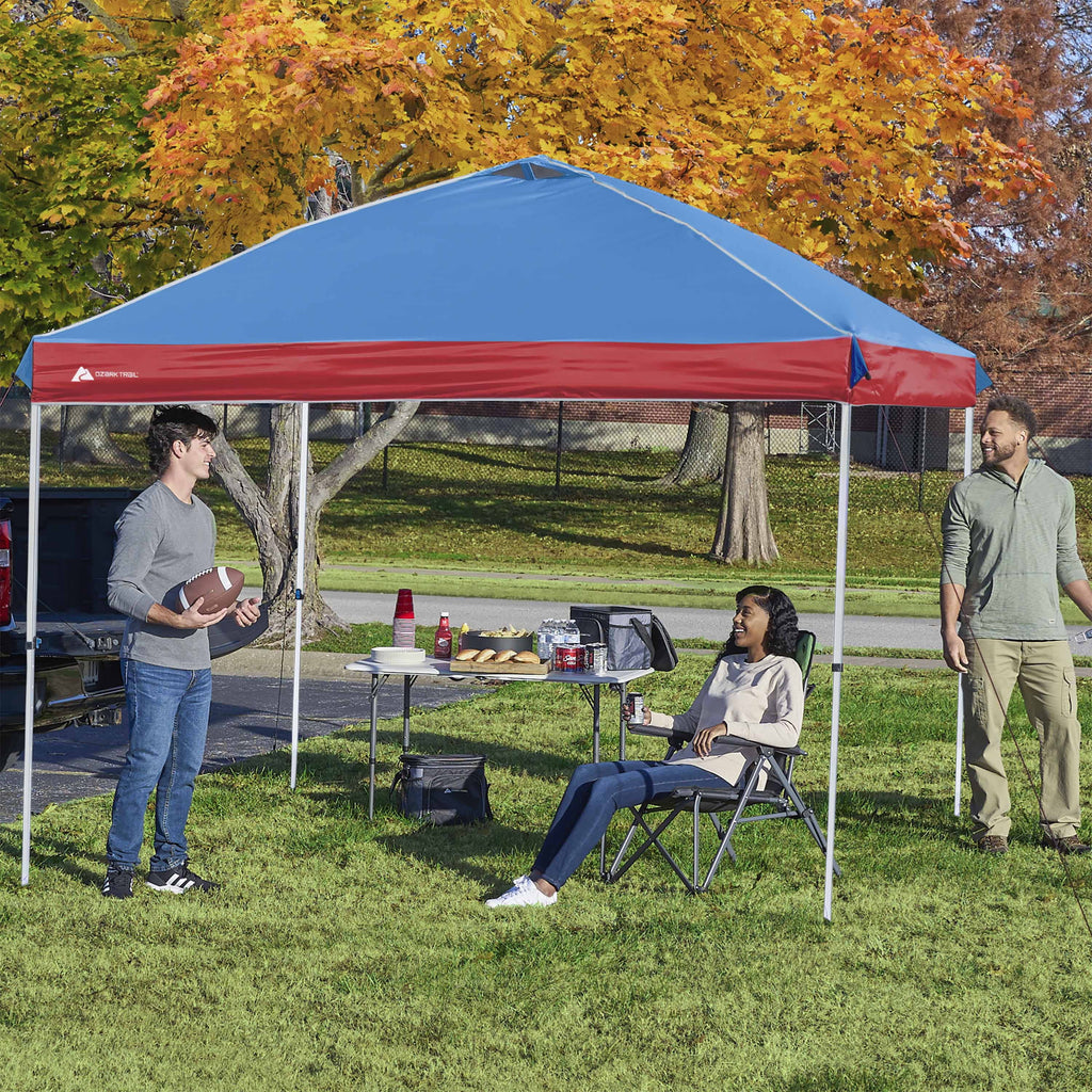 Ozark Trail 10x10 Instant Pop Up Canopy Tent with Simple Push Setup – Straight Leg Pop-Up Tent for Tailgating, Camping & Events, Gold