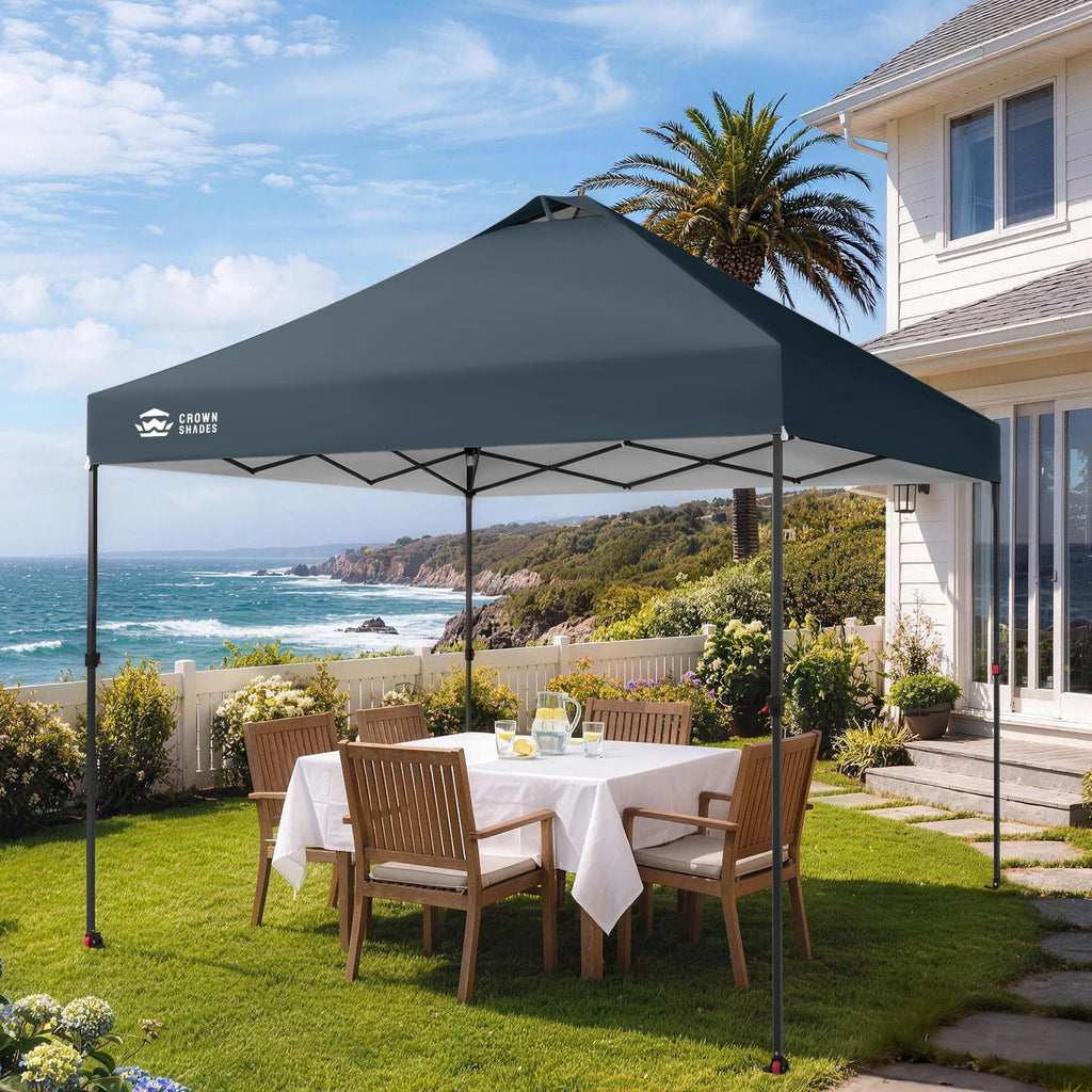 CROWN SHADES 10x10 Pop Up Canopy Patented Center Lock One Push Instant Outdoor Canopy Tent Grey