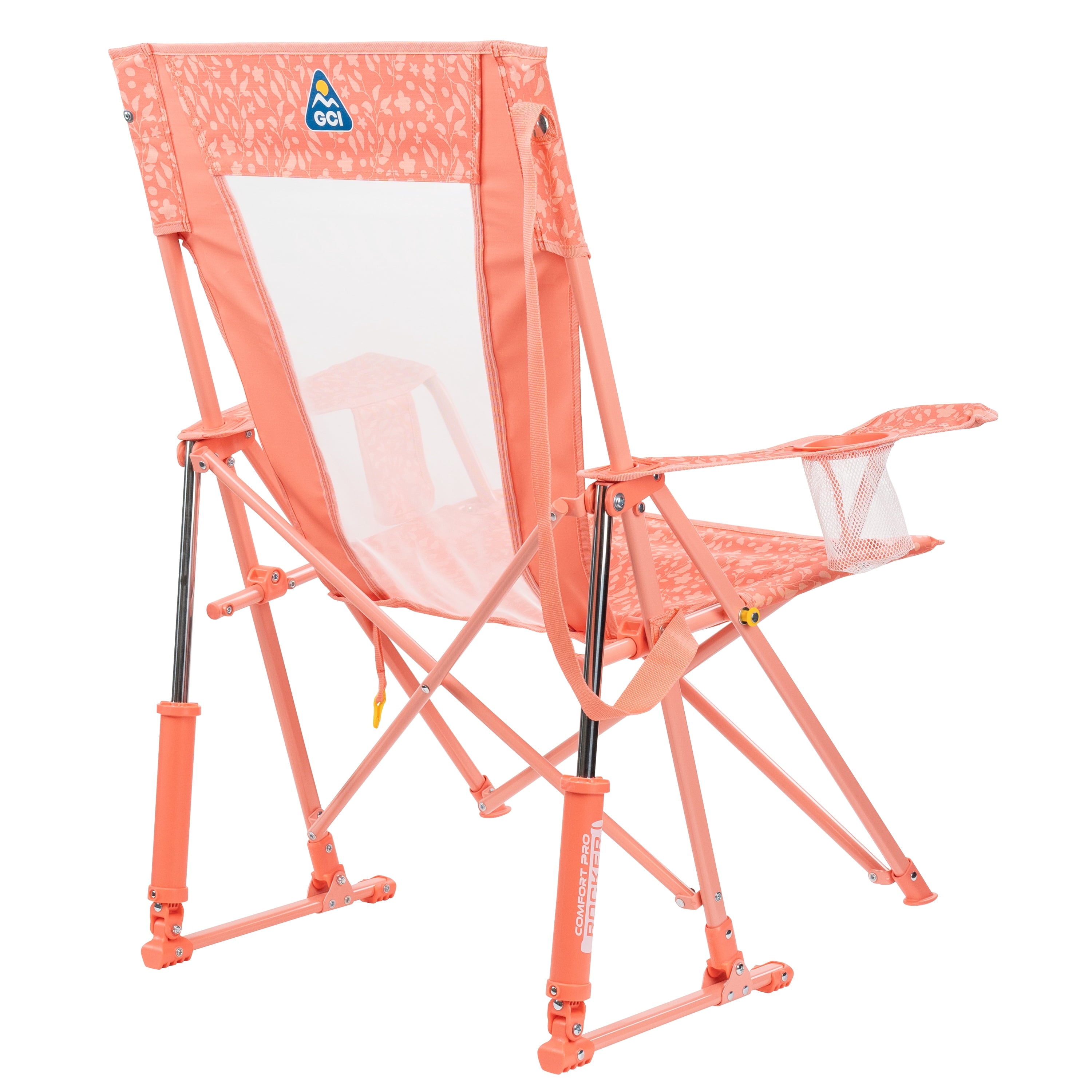 GCI Outdoor Comfort Pro Rocker Camping Chair with Mesh Backrest, Pastel Green Colorblock