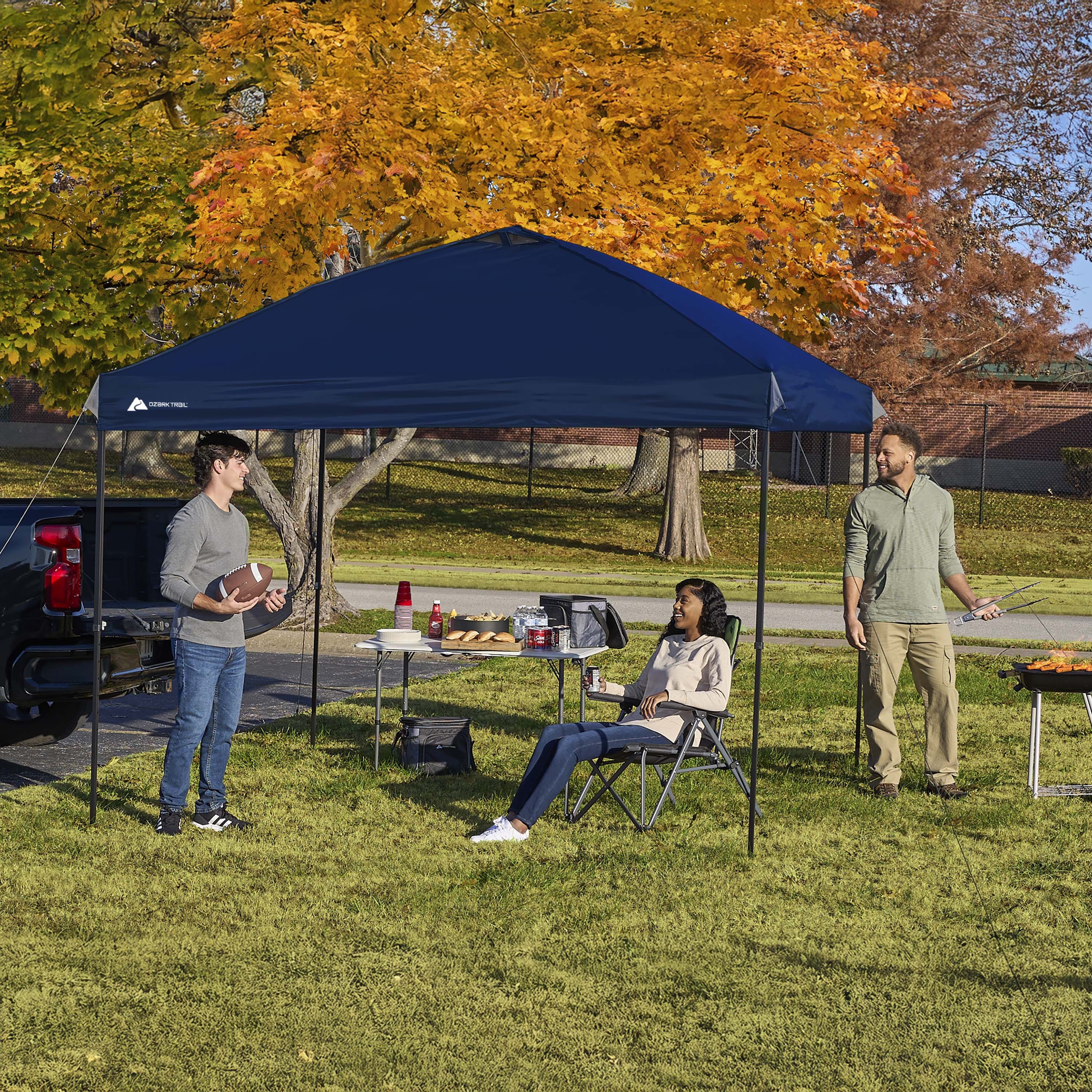 Ozark Trail 10x10 Instant Pop Up Canopy Tent with Simple Push Setup – Straight Leg Pop-Up Tent for Tailgating, Camping & Events, Gold