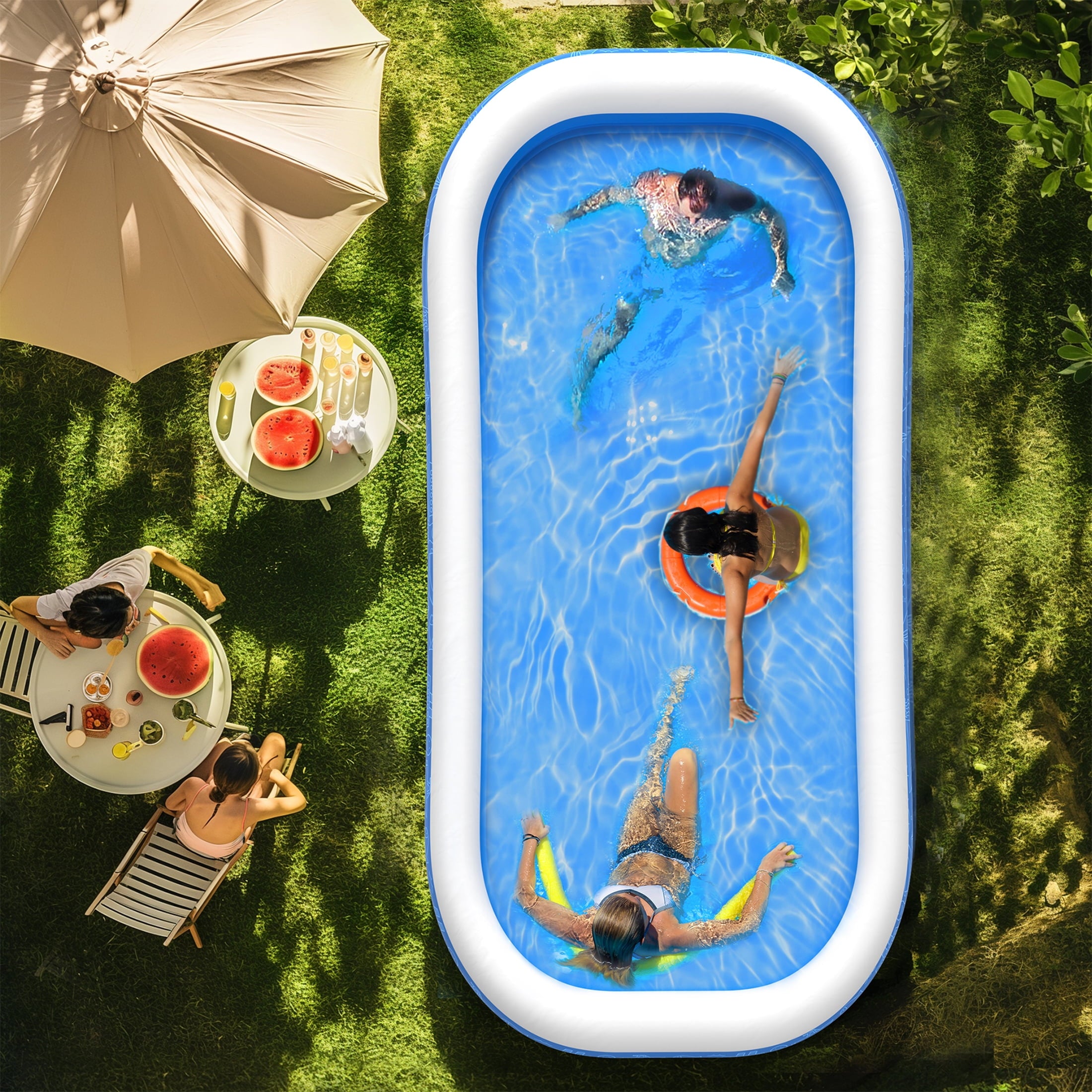 TaoTronics Inflatable Swimming Pools, 120'' x 72'' x 20'' Blow up Swimming Pools, Kiddie Pool Large Size Thickened Blow up Swimming Pools Play Center for Kids Children Family Outdoor Garden Backyard
