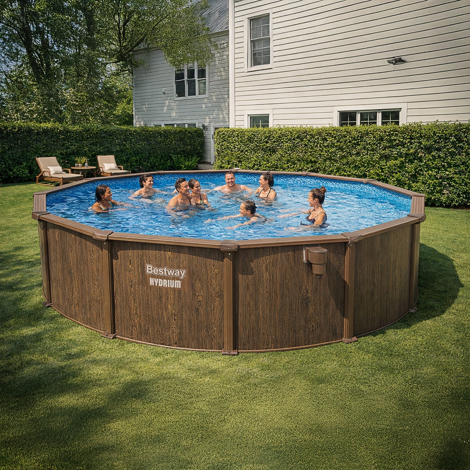 Bestway Hydrium 15' x 48 Steel Side Wall Above Ground Pool w/ Sand Pump & Accessories