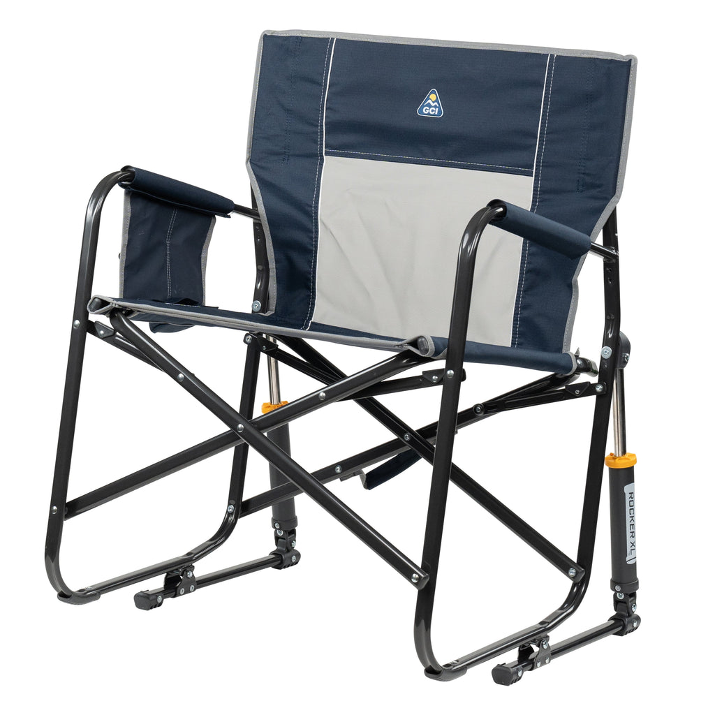 GCI Outdoor Freestyle Rocker XL Oversized Foldable Rocking Camp Chair, Pewter