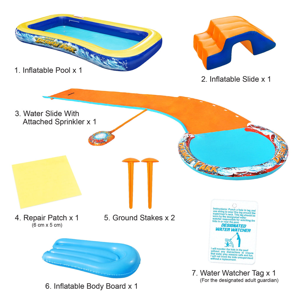 Banzai Aqua Drench 3-in-1 Splash Park for Outdoor Summer Fun Ages 3+
