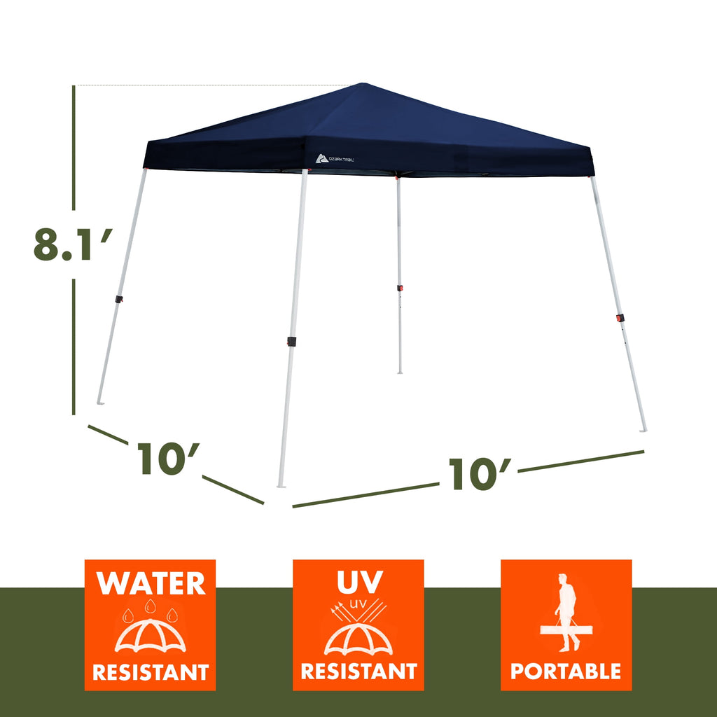 Ozark Trail 10' x 10' Instant Slant Leg Pop-up Outdoor Canopy, Blue